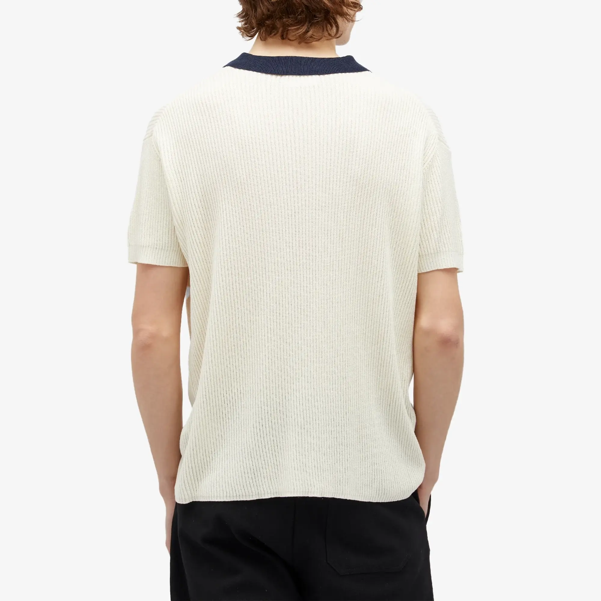 Soulland Men's Ciel Short Sleeve Knitted Polo Off White