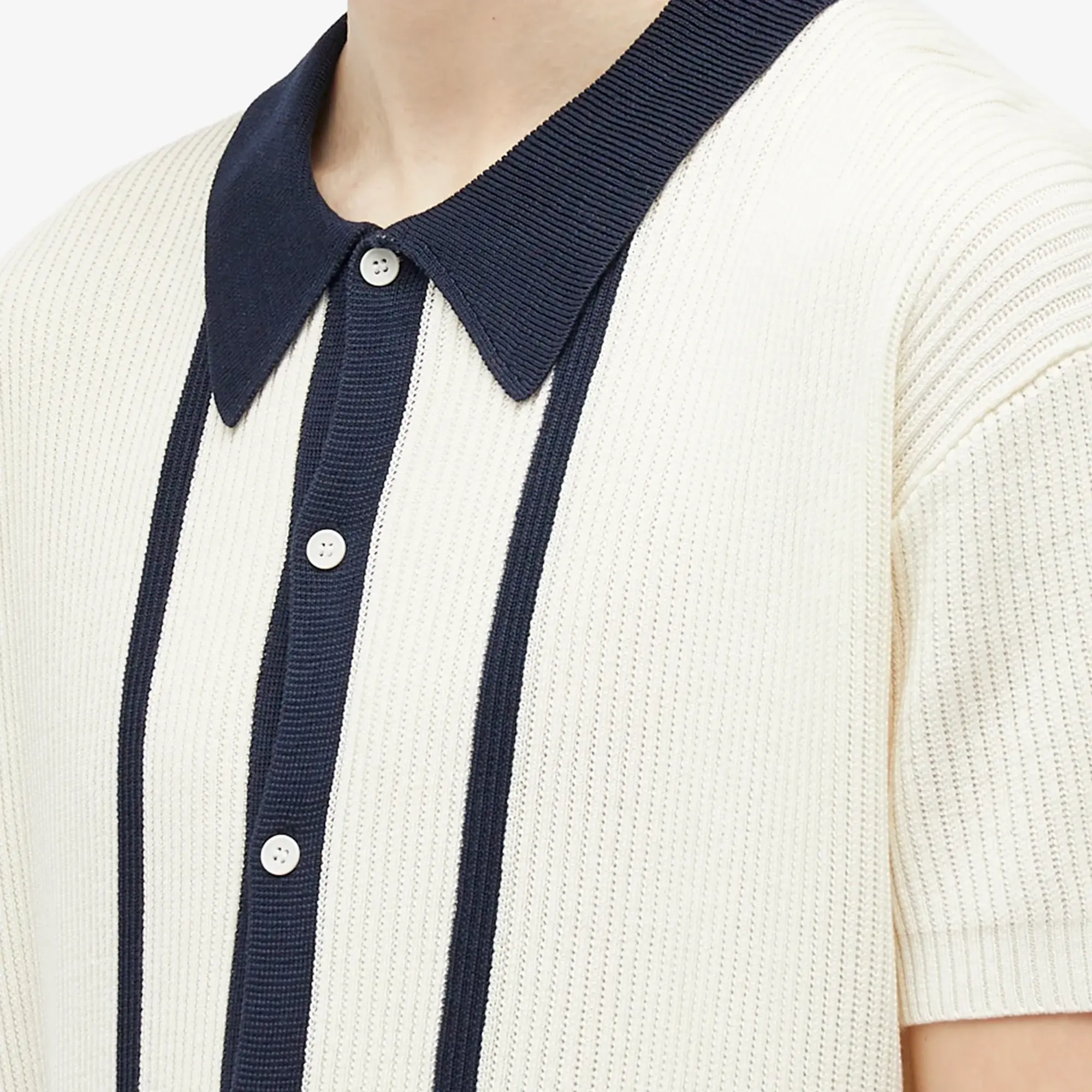 Soulland Men's Ciel Short Sleeve Knitted Polo Off White
