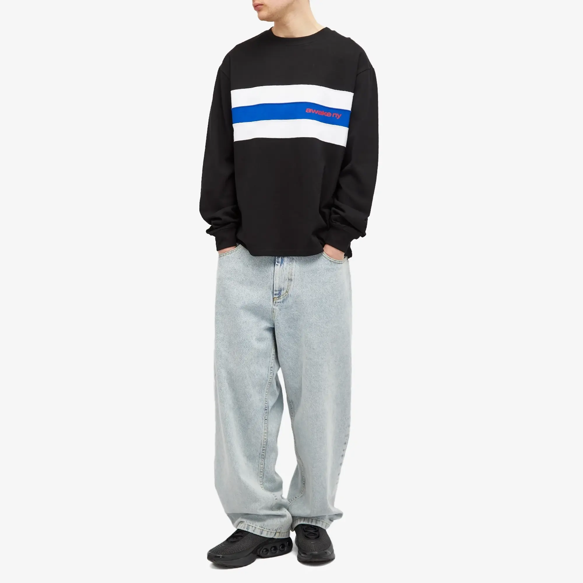 Awake NY Men's Long Sleeve Stripe T-Shirt Black