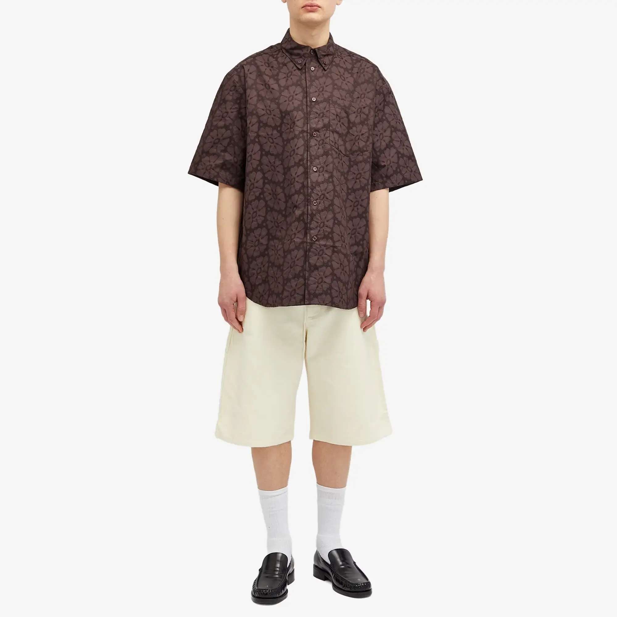 Wood Wood Men's Aaron Embroidered Pocket Shirt Brown Chocolate