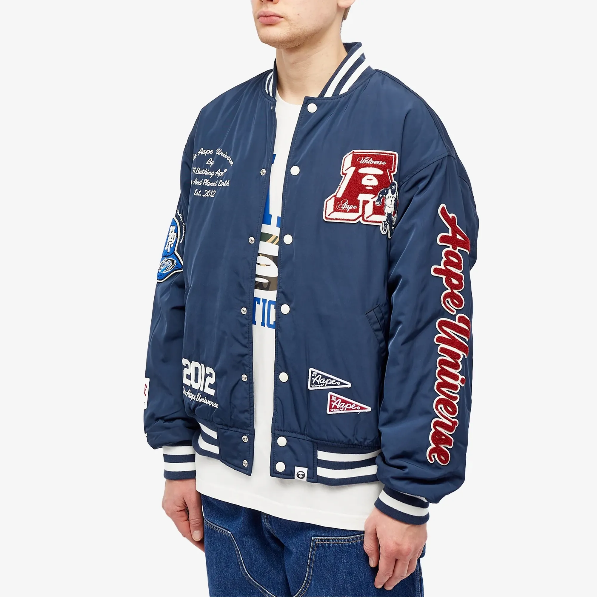 A Bathing Ape AAPE College Varsity Jacket Navy | AAPJKM7608XXL-NYX 