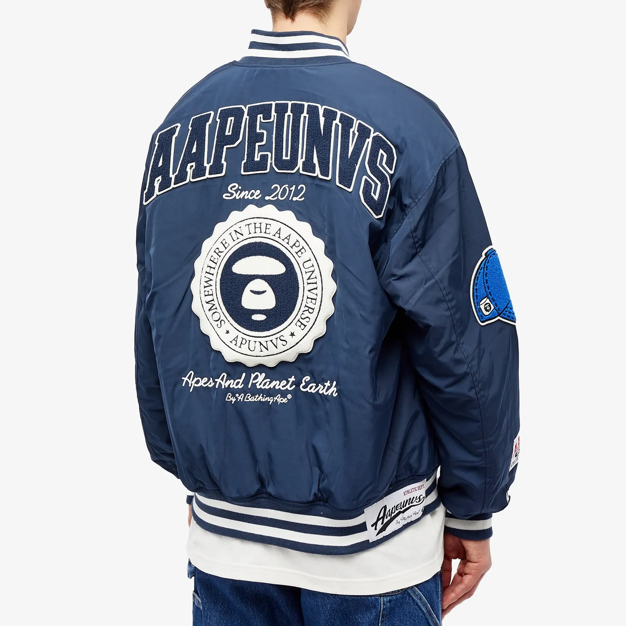 A Bathing Ape AAPE College Varsity Jacket Navy | AAPJKM7608XXL-NYX