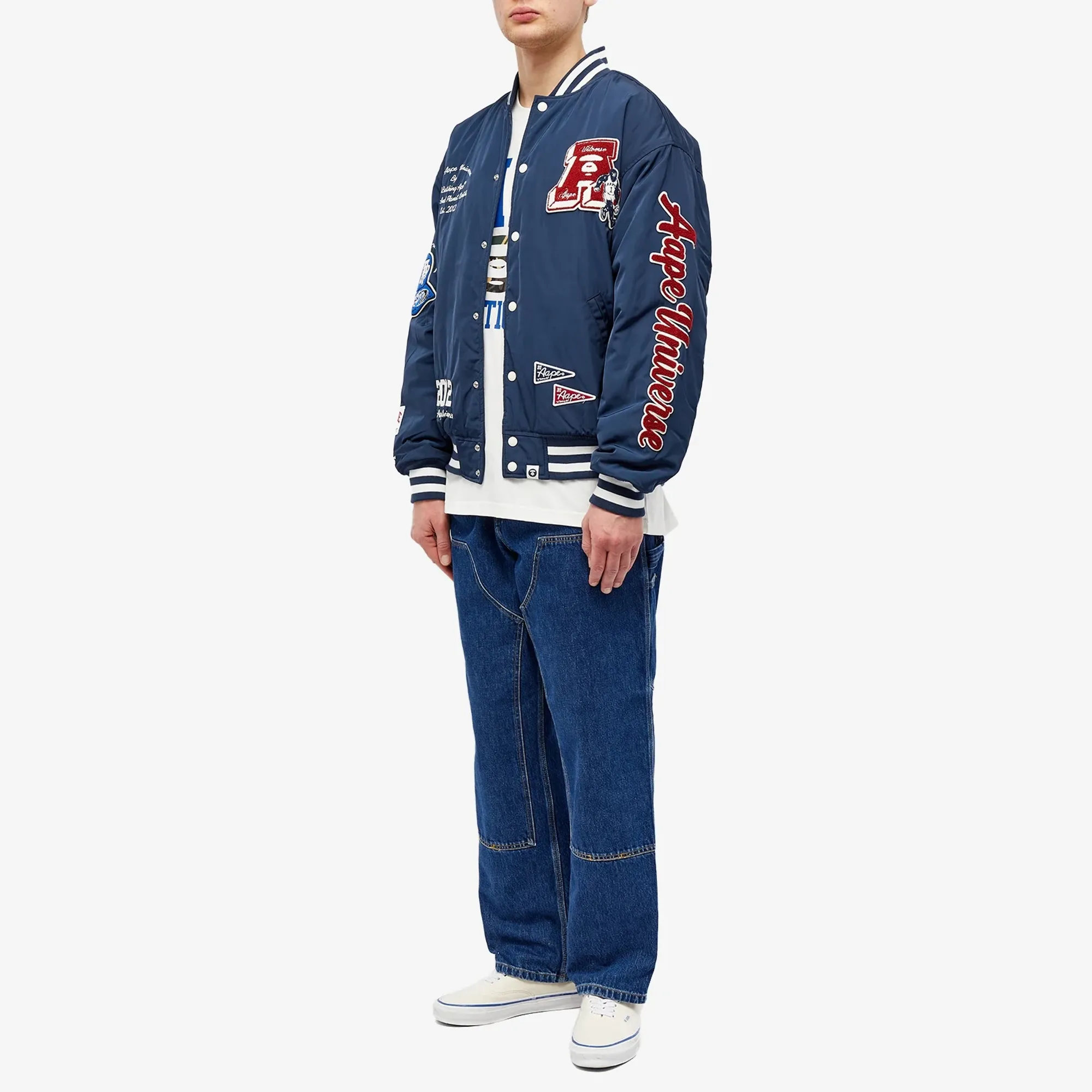 A Bathing Ape AAPE College Varsity Jacket Navy | AAPJKM7608XXL-NYX