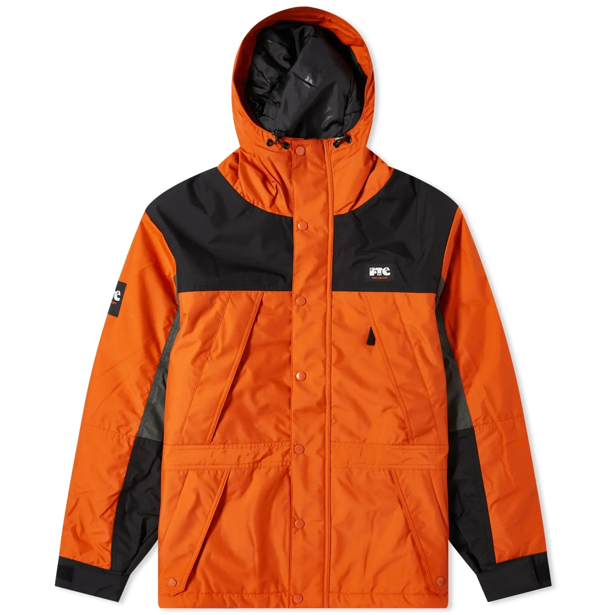 Pop Trading Company Men's x FTC Funnel Neck Jacket Orange/Black | POPFTC001  | FOOTY.COM