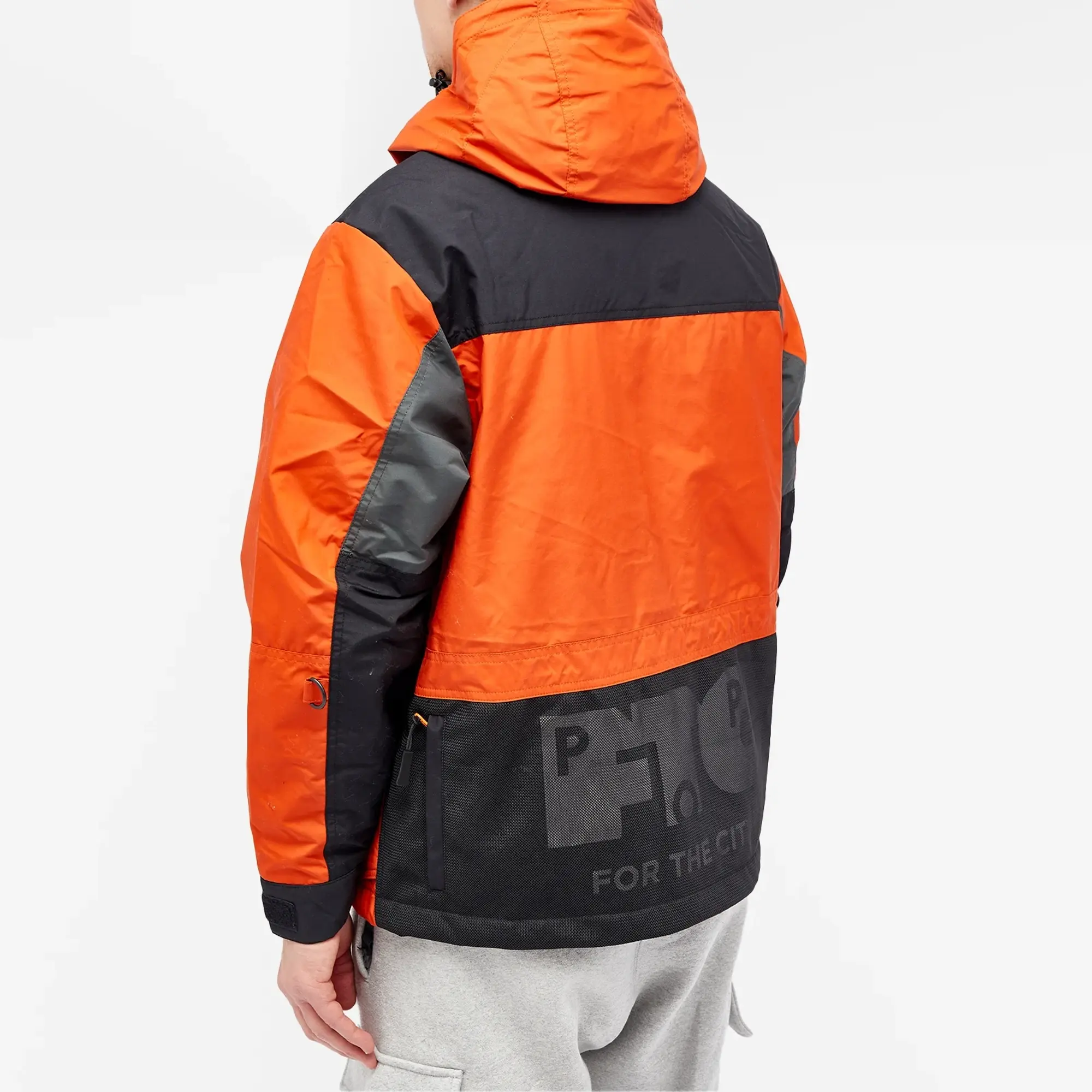 Pop Trading Company Men's x FTC Funnel Neck Jacket Orange/Black | POPFTC001  | FOOTY.COM