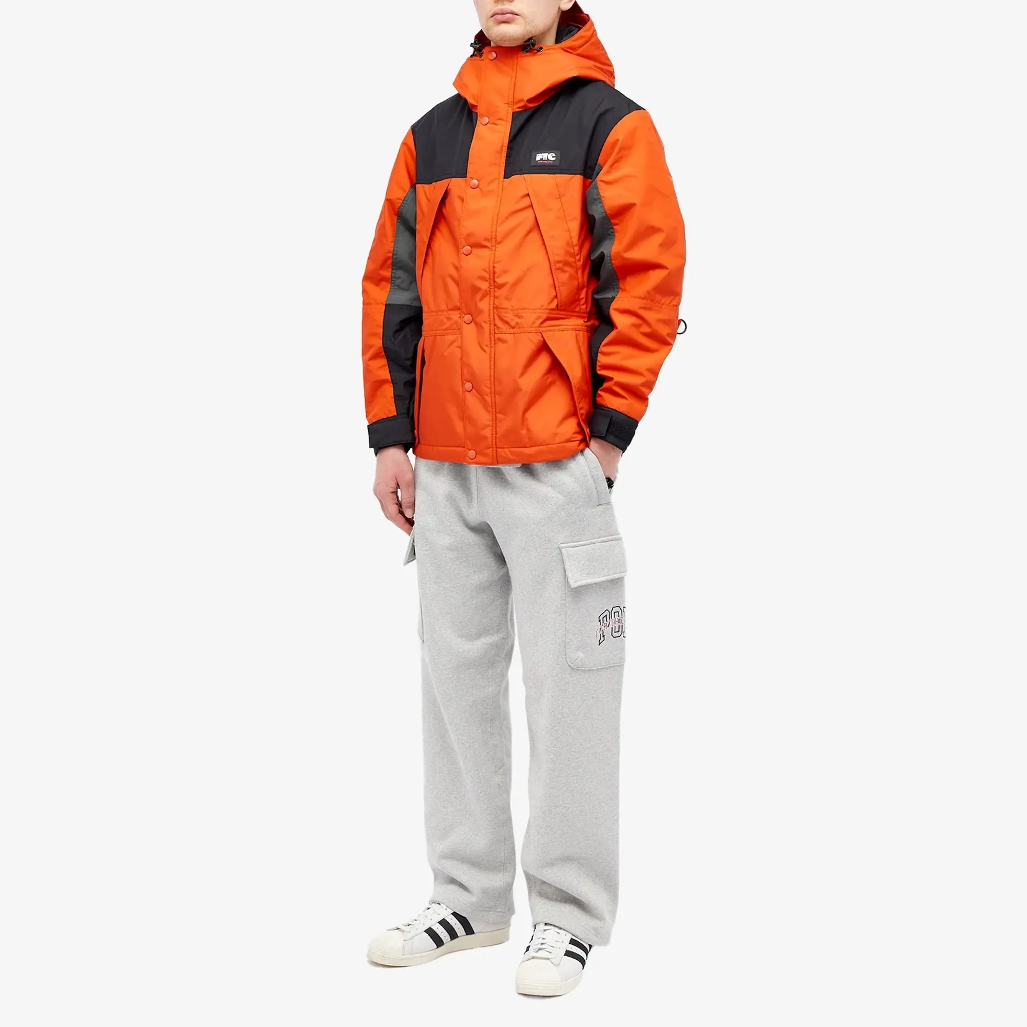 Pop Trading Company Men's x FTC Funnel Neck Jacket Orange/Black | POPFTC001  | FOOTY.COM