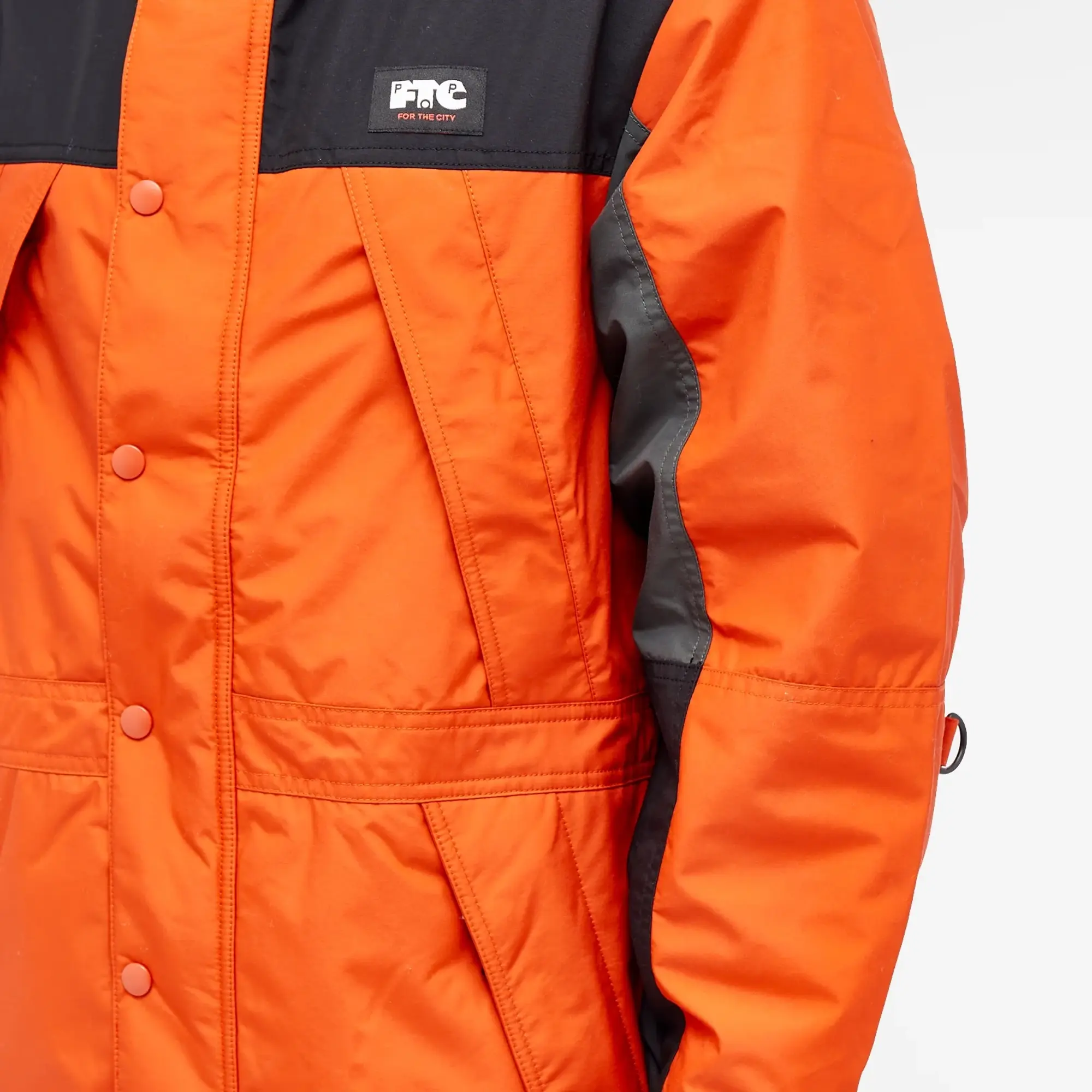 Pop Trading Company Men's x FTC Funnel Neck Jacket Orange/Black | POPFTC001  | FOOTY.COM