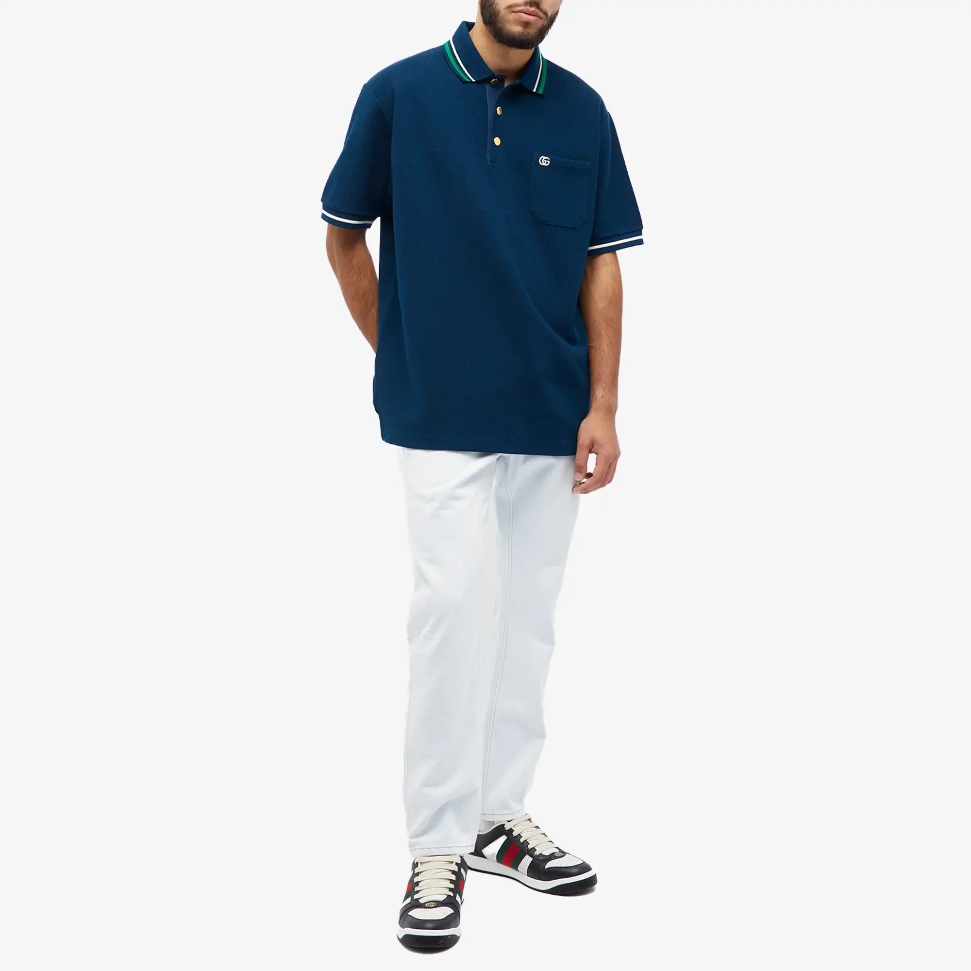 Gucci Men's Tipped Logo Polo Ink