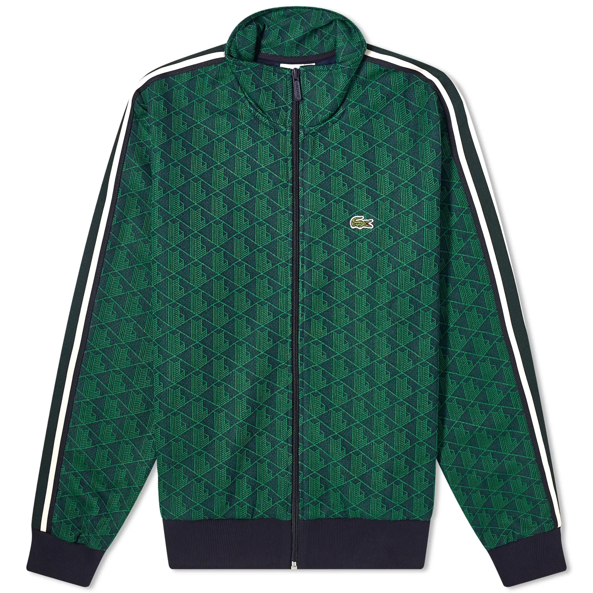 Lacoste Paris Zip-Up Jacquard Track Jacket - Navy Blue / Green