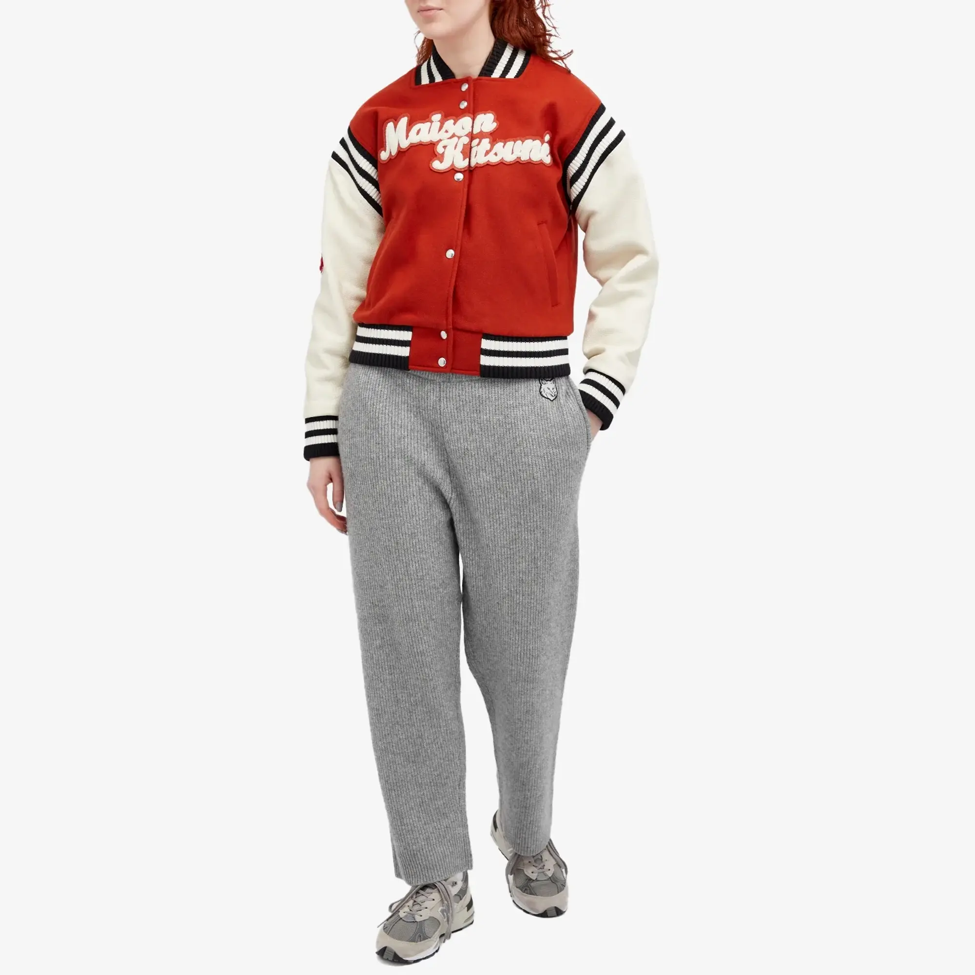 Maison Kitsuné Maison Kitsune Varsity Jacket Burnt Red