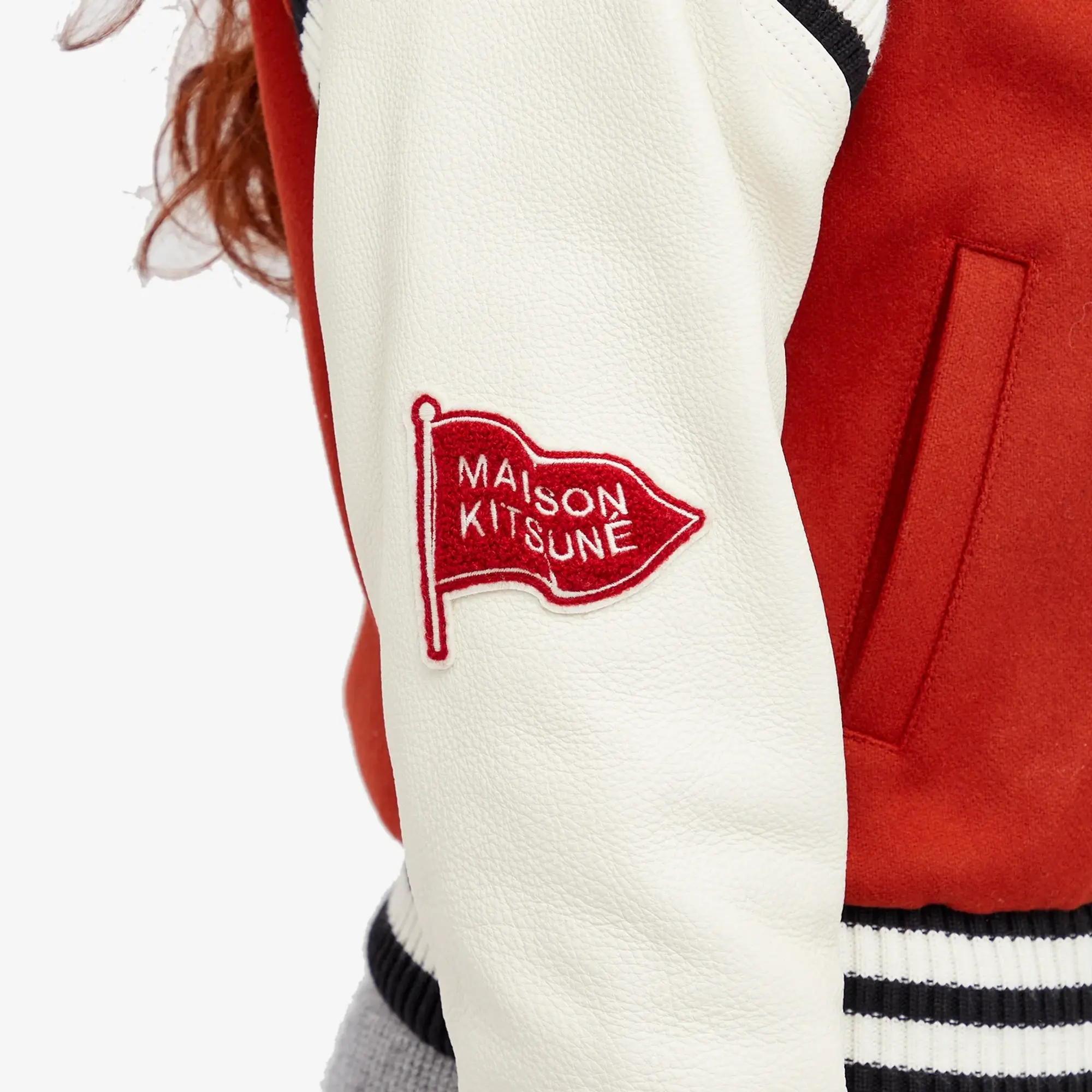 Maison Kitsuné Maison Kitsune Varsity Jacket Burnt Red