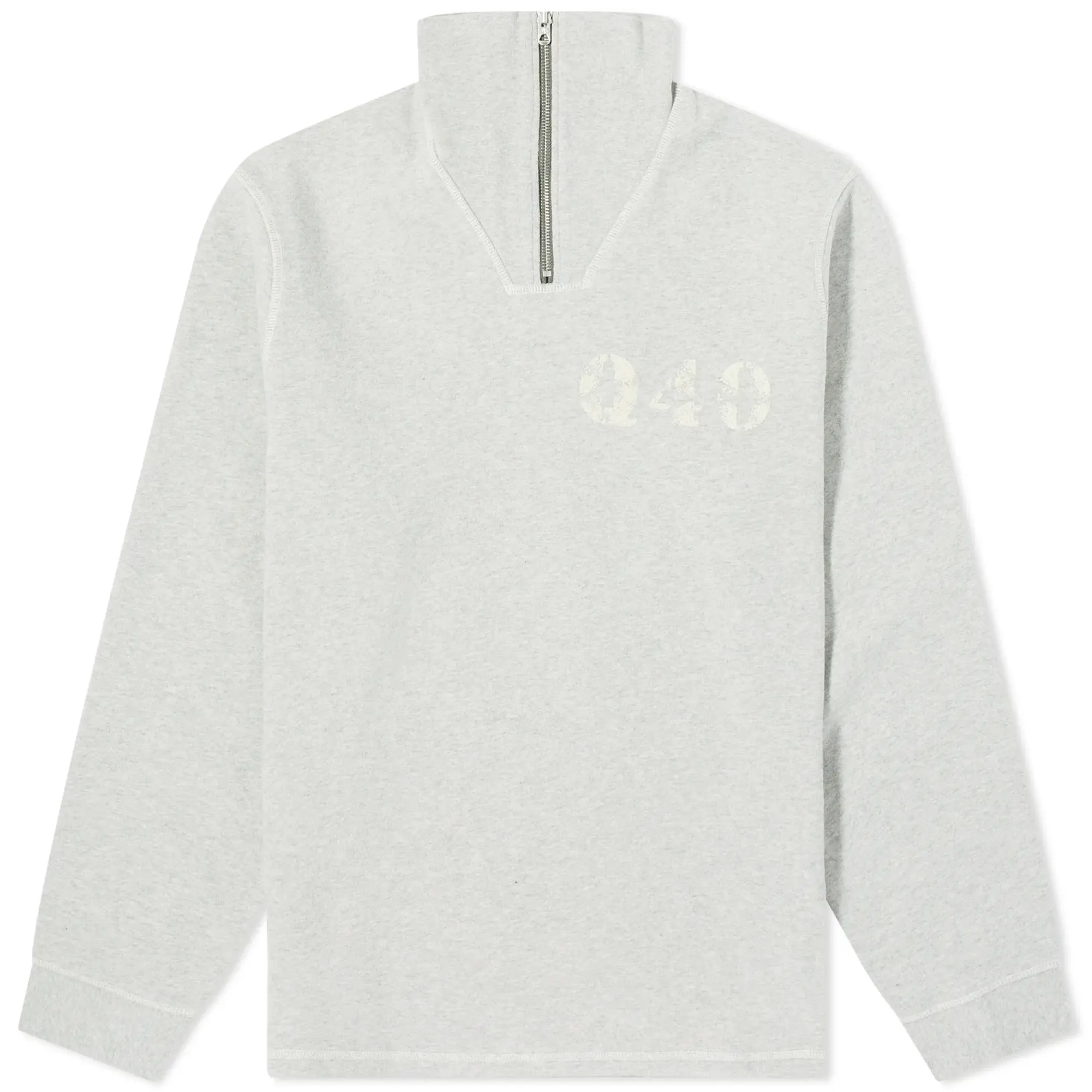 Sunspel Men's x Nigel Cabourn Half Zip Sweatshirt Light Grey Melange