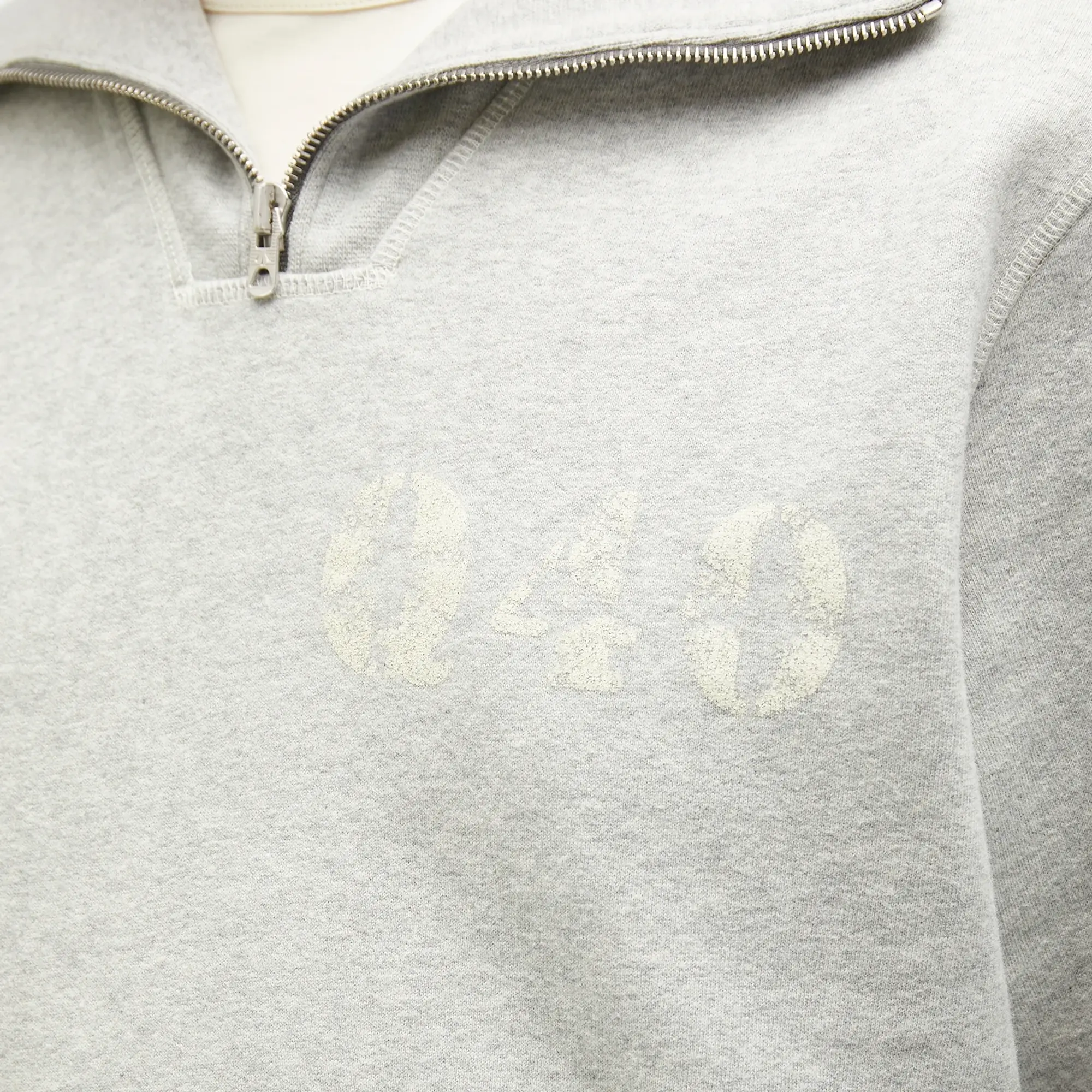 Sunspel Men's x Nigel Cabourn Half Zip Sweatshirt Light Grey Melange