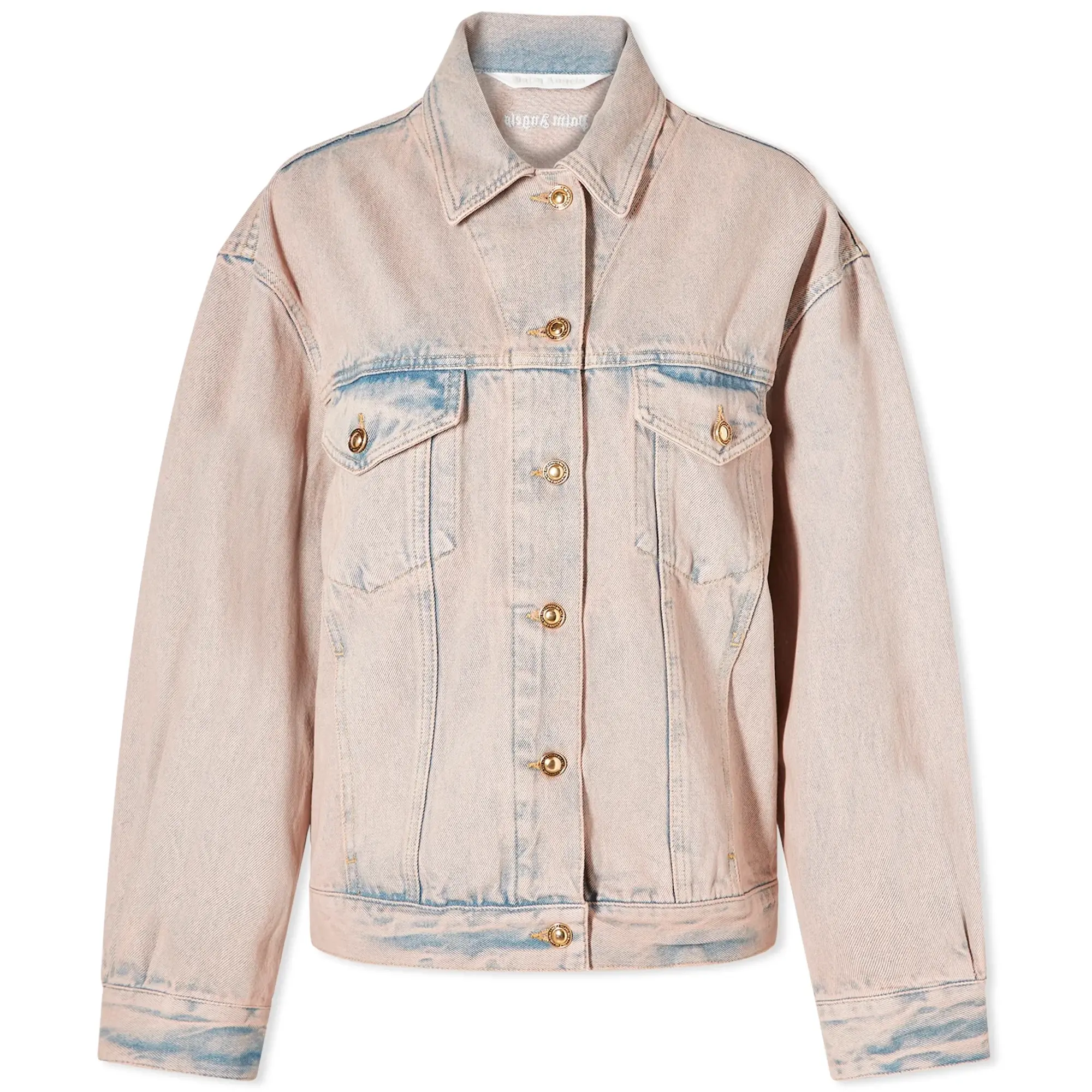 Palm Angels Women's Overdye Logo Loose Denim Jacket Pink