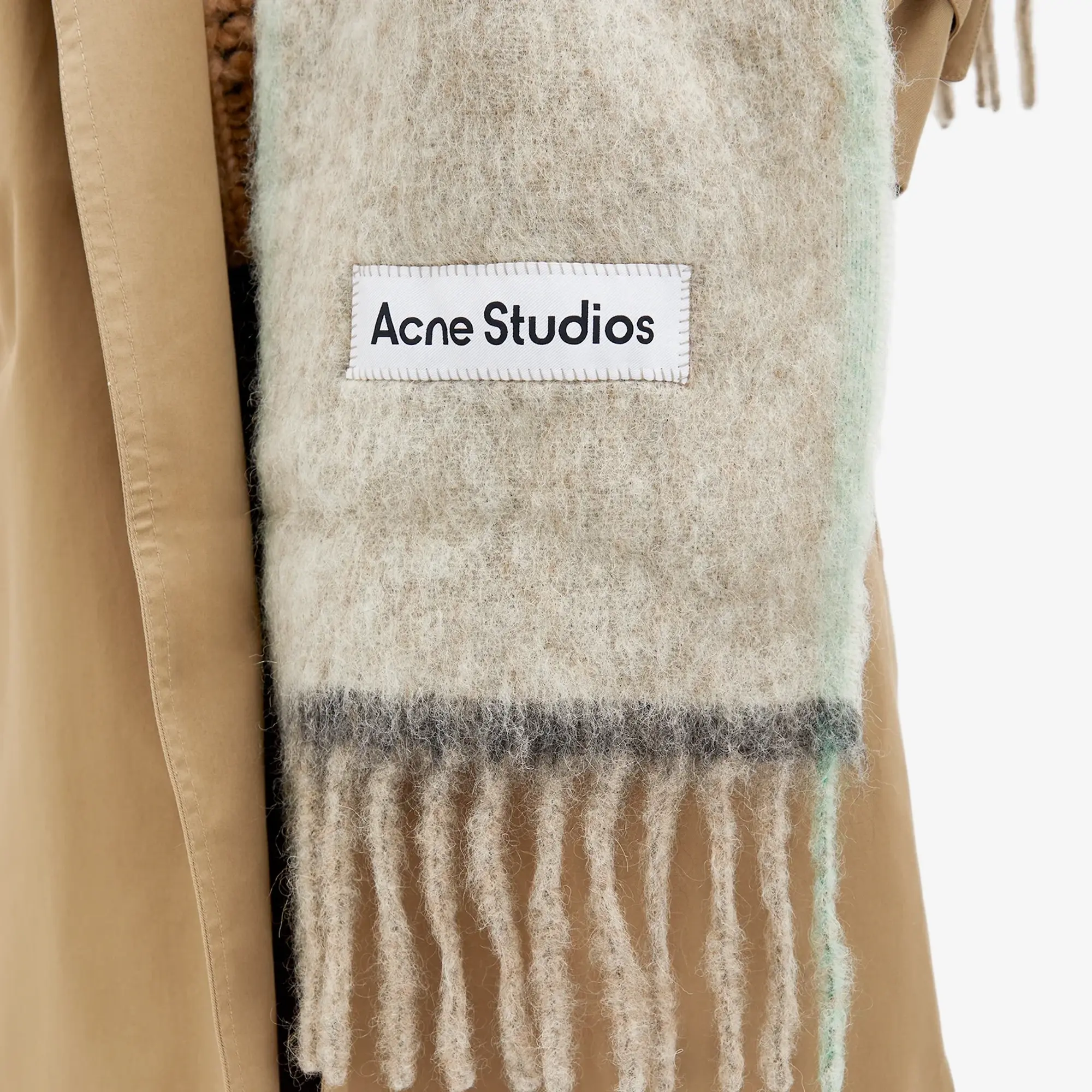 Acne Studios Women's Vally Solid Logo Scarf Beige/Grey