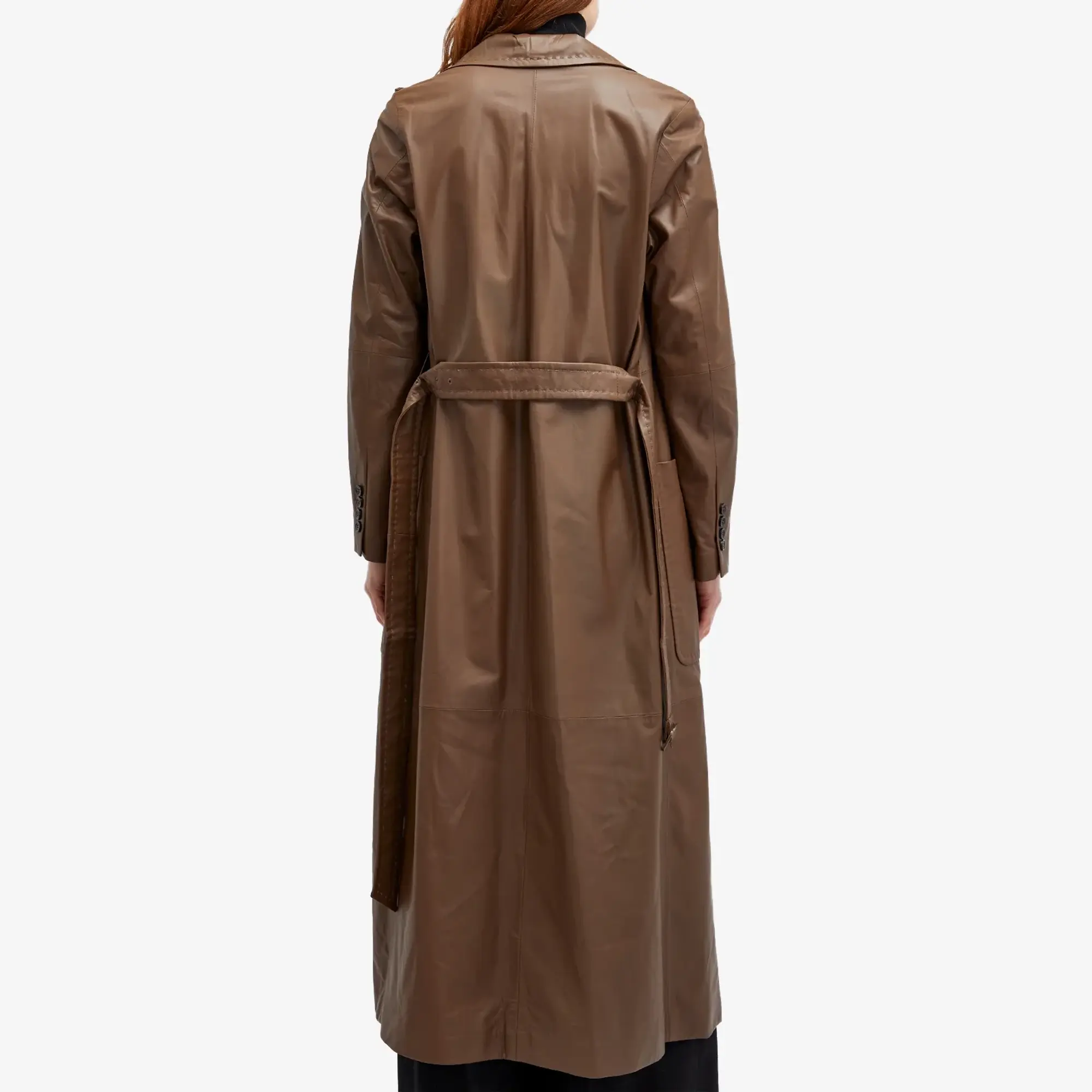 Max Mara Women's Aiello Leather Longline Jacket Tobacco