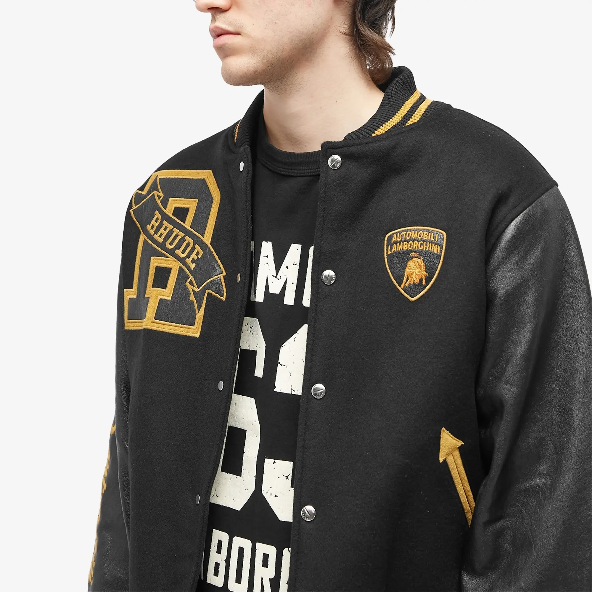 Rhude Men's Atten Varsity Jacket Grey/Yellow