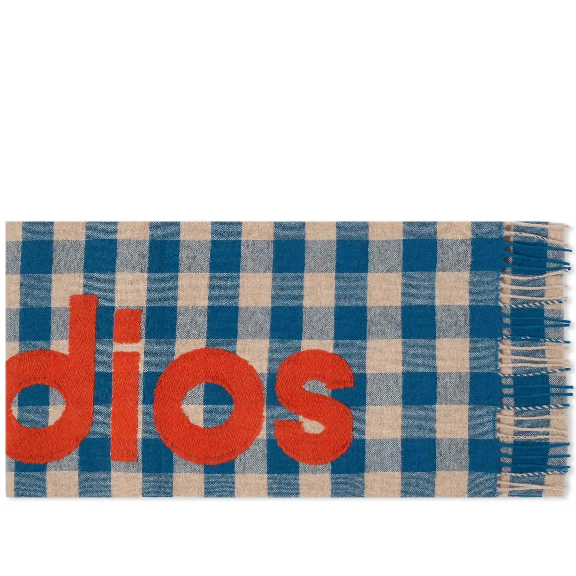 Acne Studios Men's Veda Logo Check Scarf Turquoise Blue/Orange