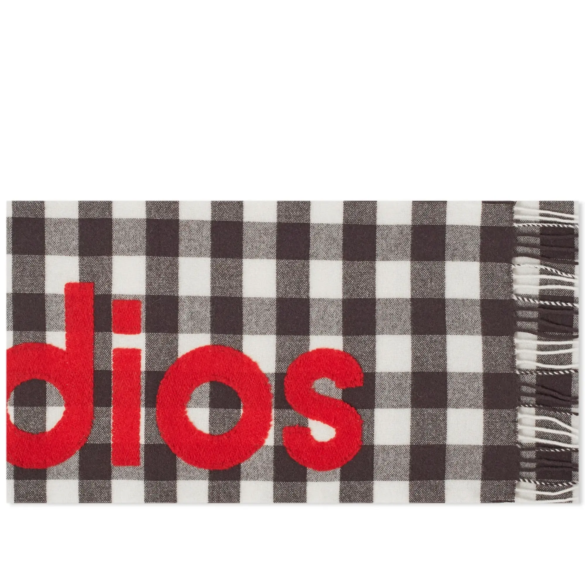 Acne Studios Men's Veda Logo Check Scarf Carbon Grey/Red