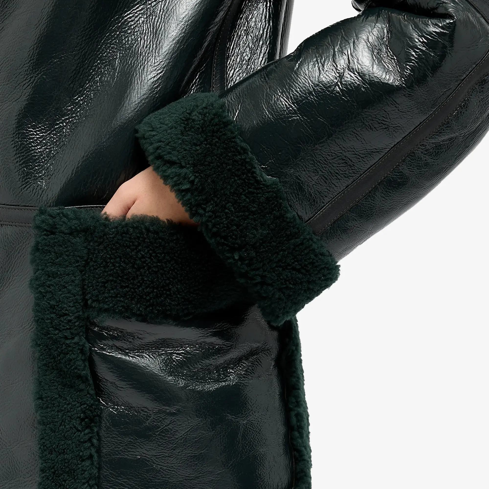 Helmut Lang Women's Shearling Jacket Evergreen