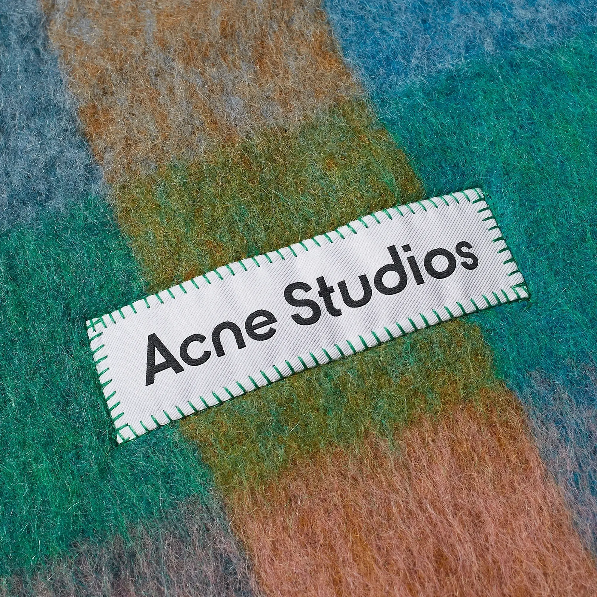 Acne Studios Men's Vally Check Scarf Turquoise/Camel/Blue