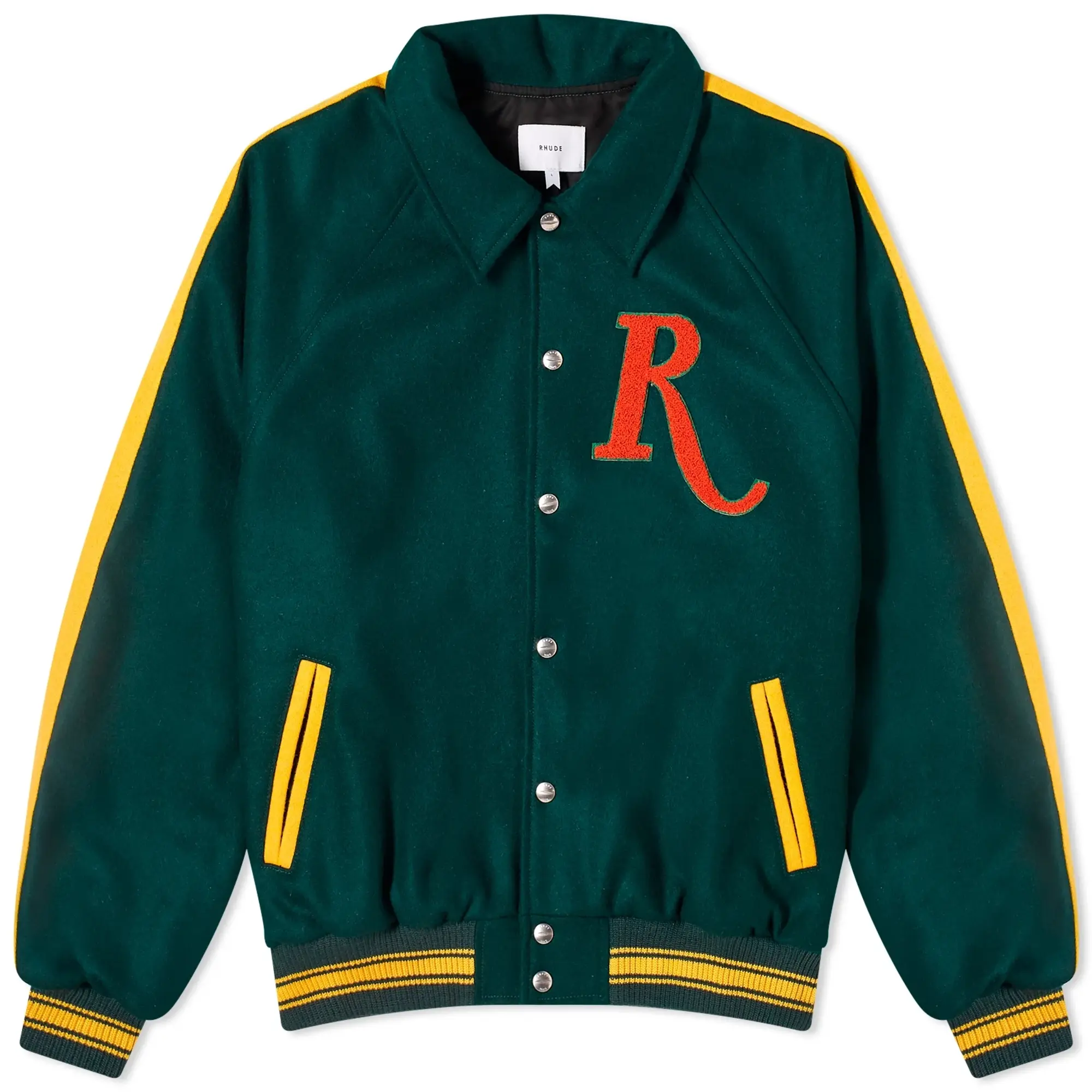 Rhude Men's Raglan Varsity Jacket Green