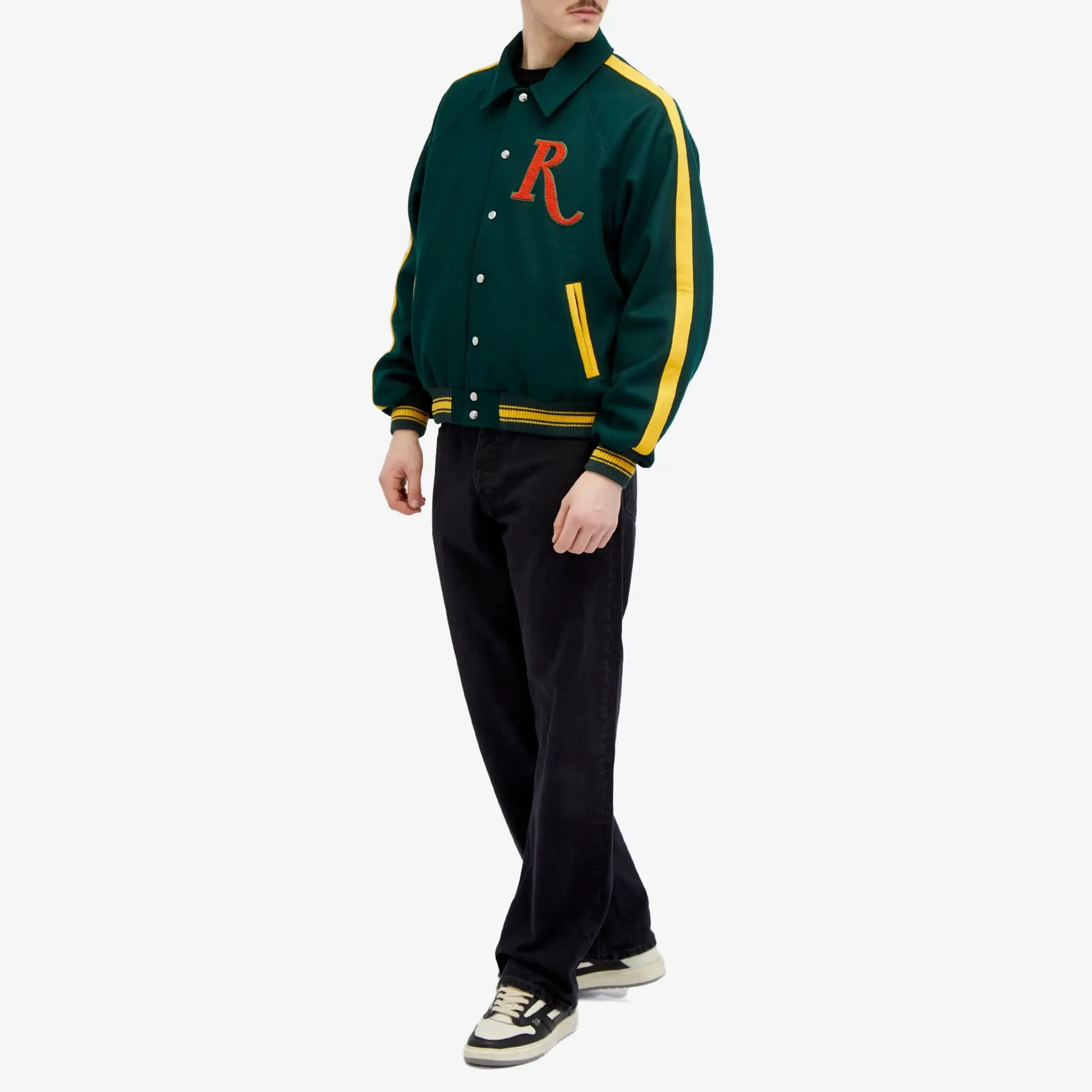 Rhude Men's Raglan Varsity Jacket Green