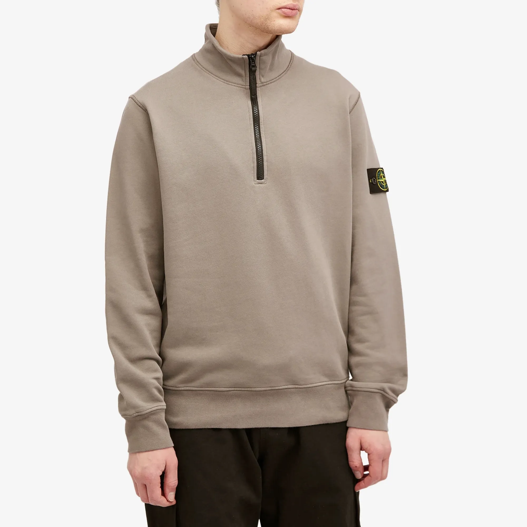 Stone Island Men's Garment Dyed Half Zip Sweat Dove Grey