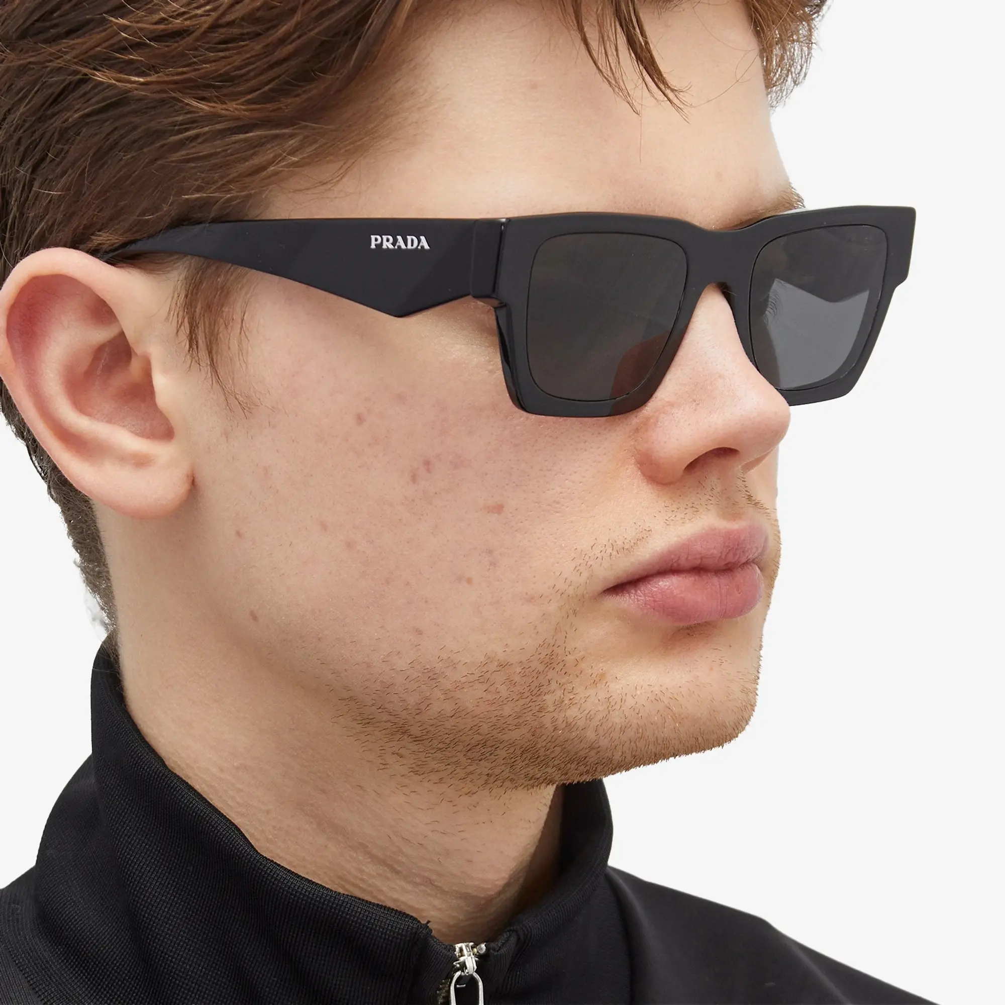 Prada Eyewear Men's PR A06S Sunglasses Black/Dark Grey