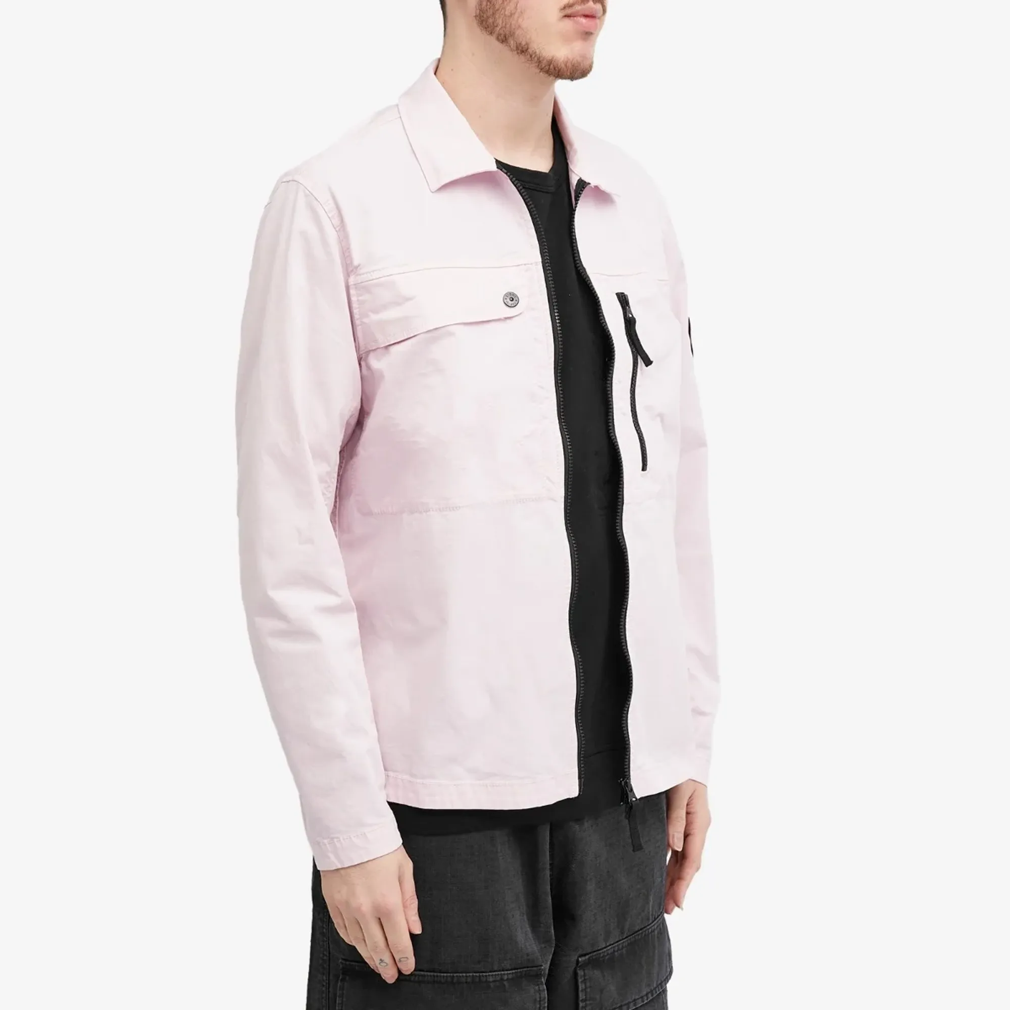 Stone Island Men's Supima Cotton Twill Stretch-TC Zip Shirt Jacket