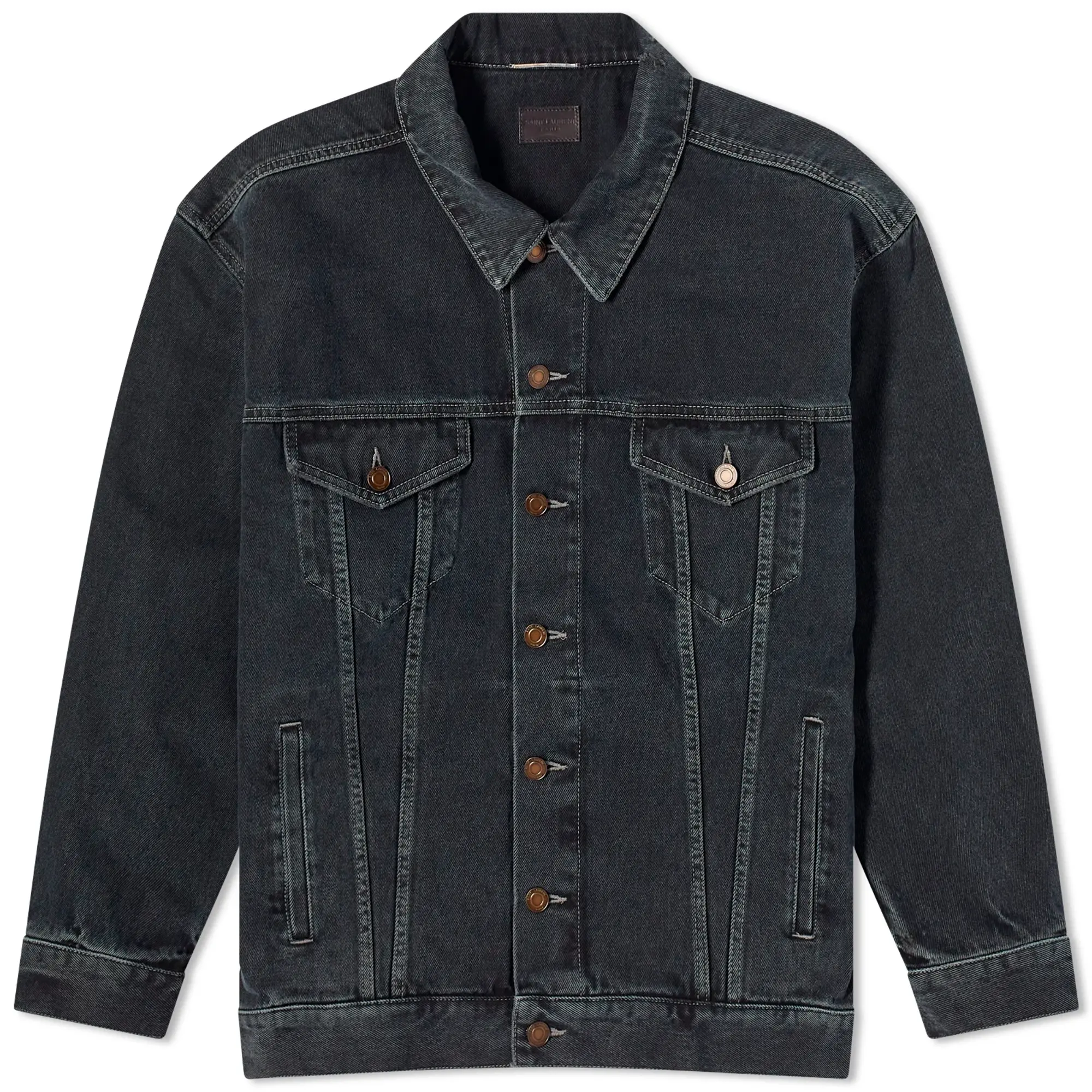 Saint Laurent Men's Loose Fit Denim Jacket Dark Blue Black
