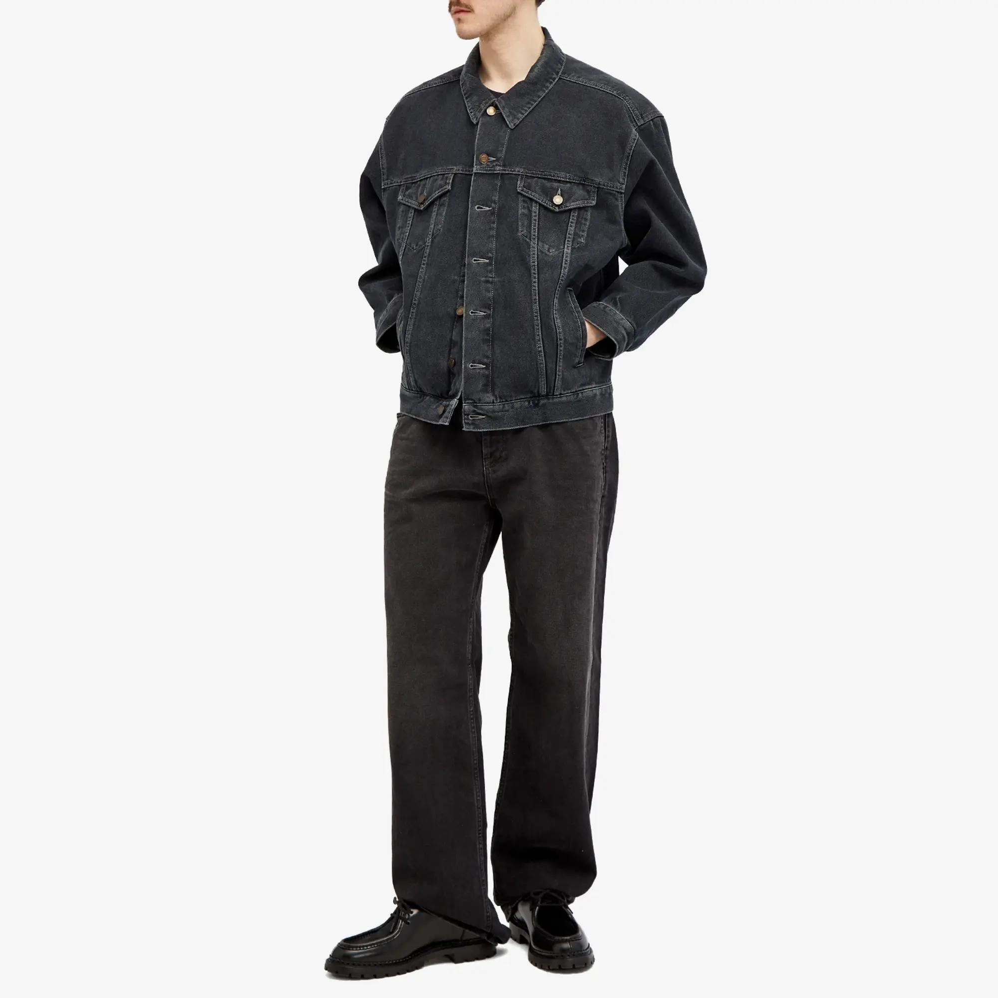 Saint Laurent Men's Loose Fit Denim Jacket Dark Blue Black