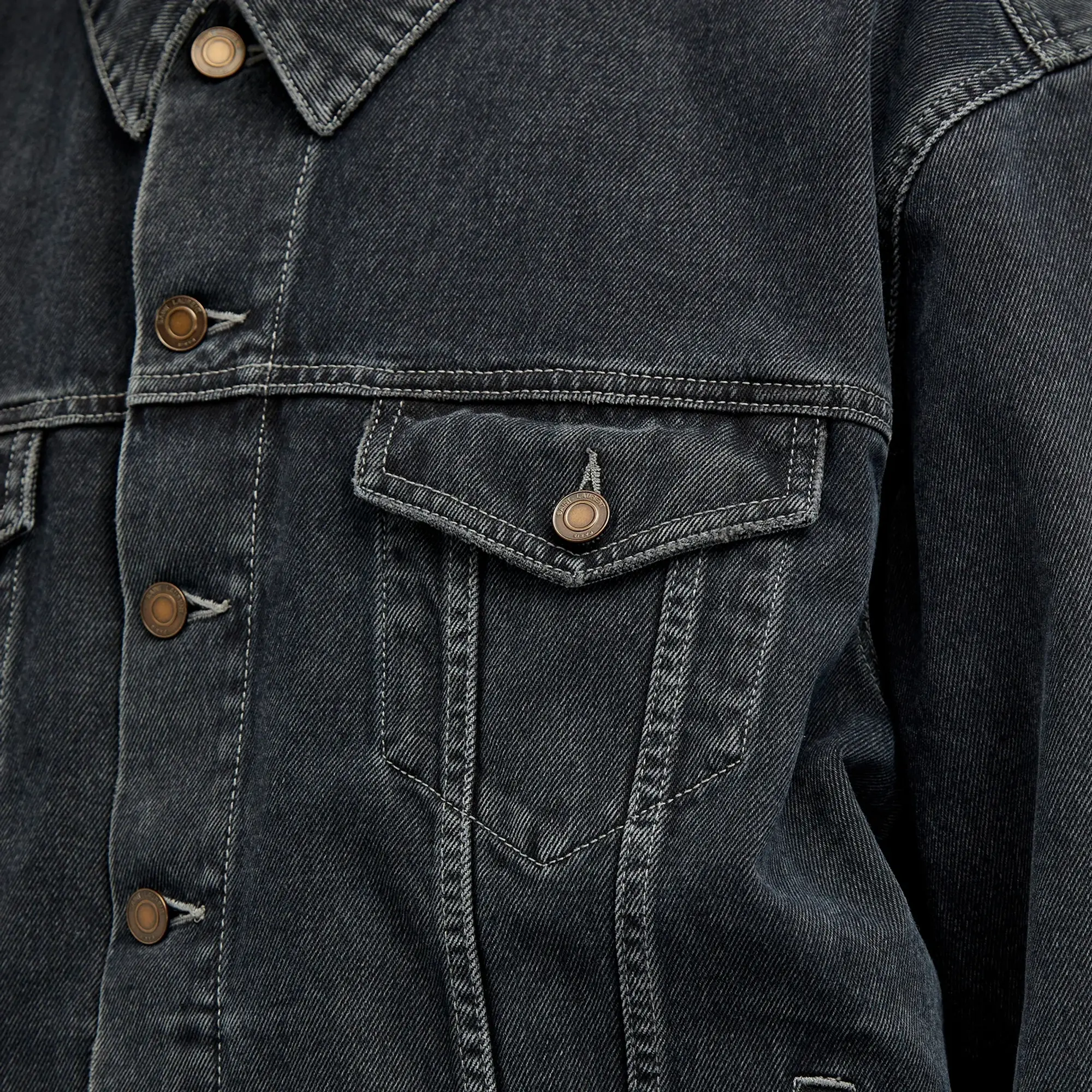 Saint Laurent Men's Loose Fit Denim Jacket Dark Blue Black