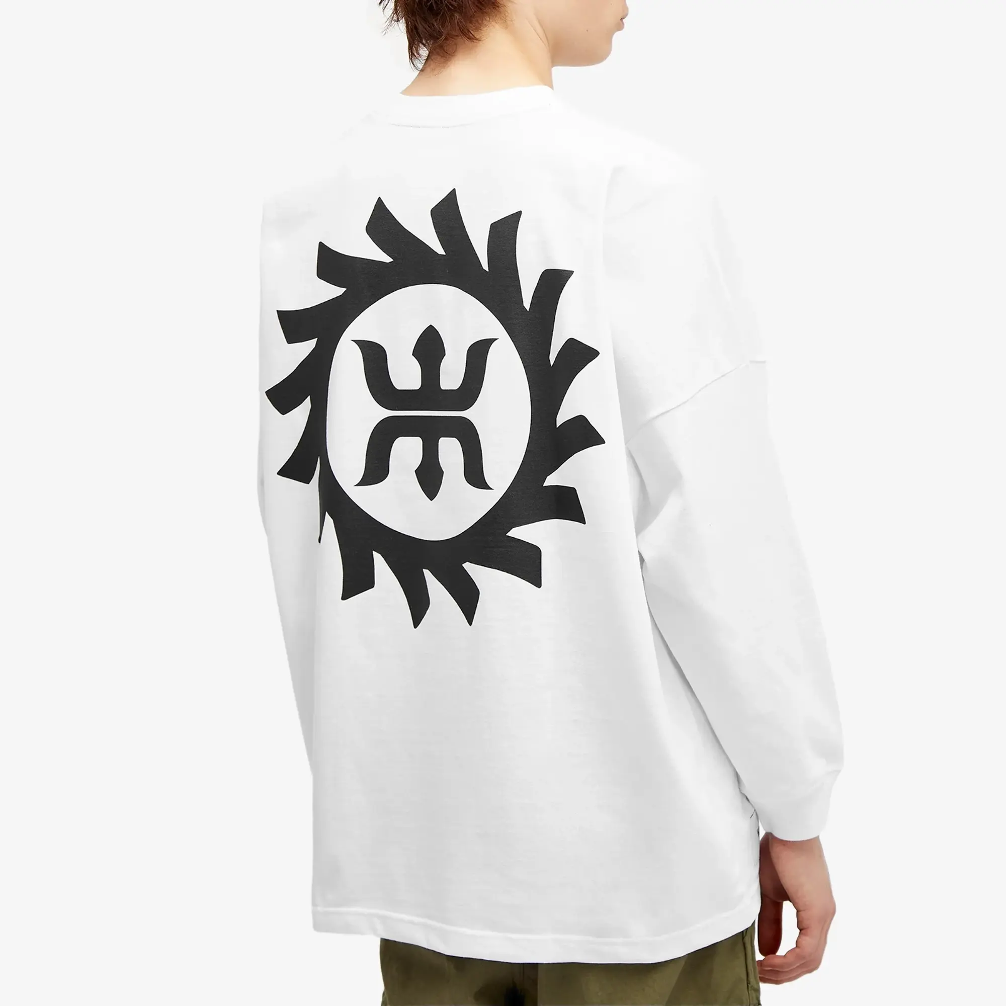WTAPS Men's 19 Long Sleeve Printed T-Shirt White