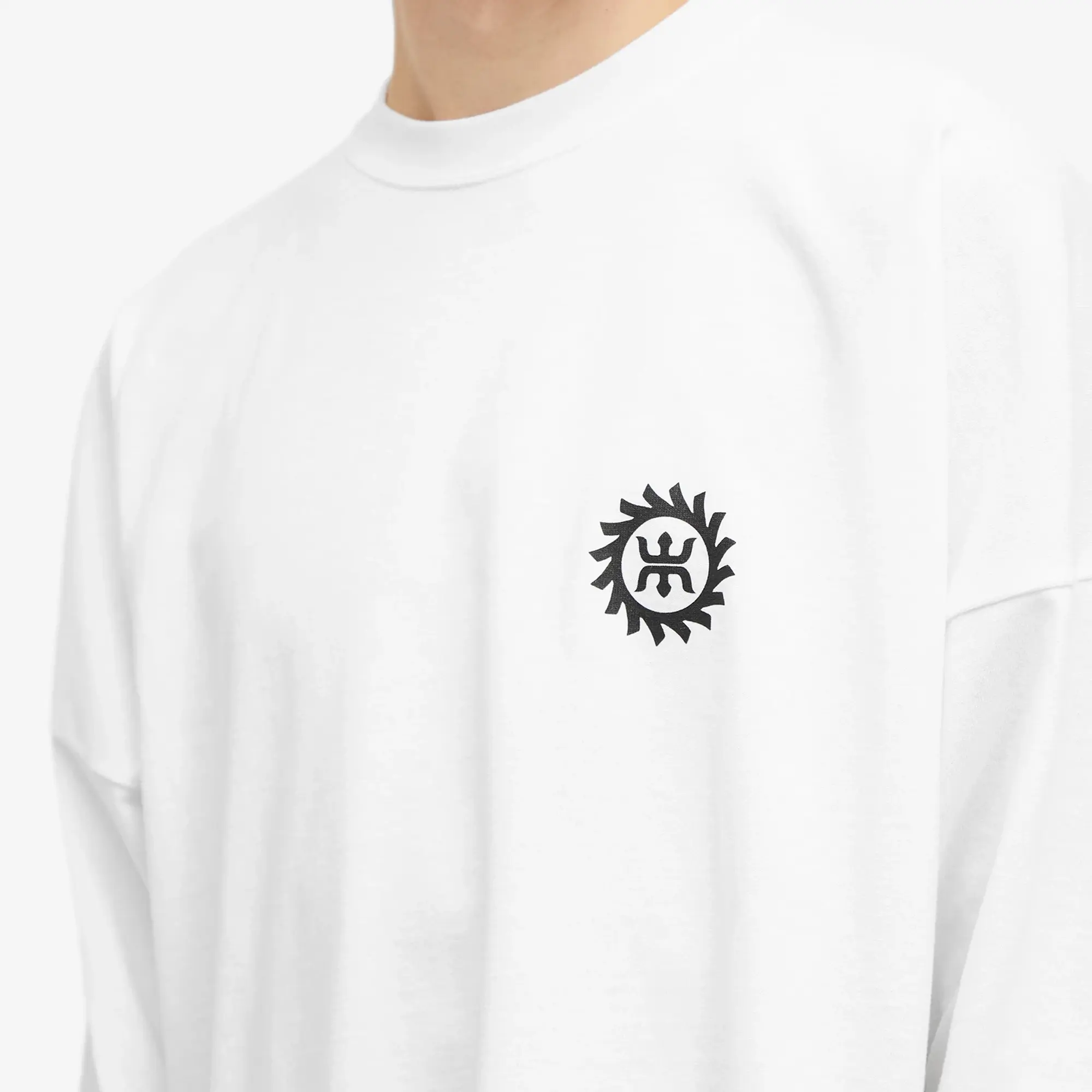 WTAPS Men's 19 Long Sleeve Printed T-Shirt White