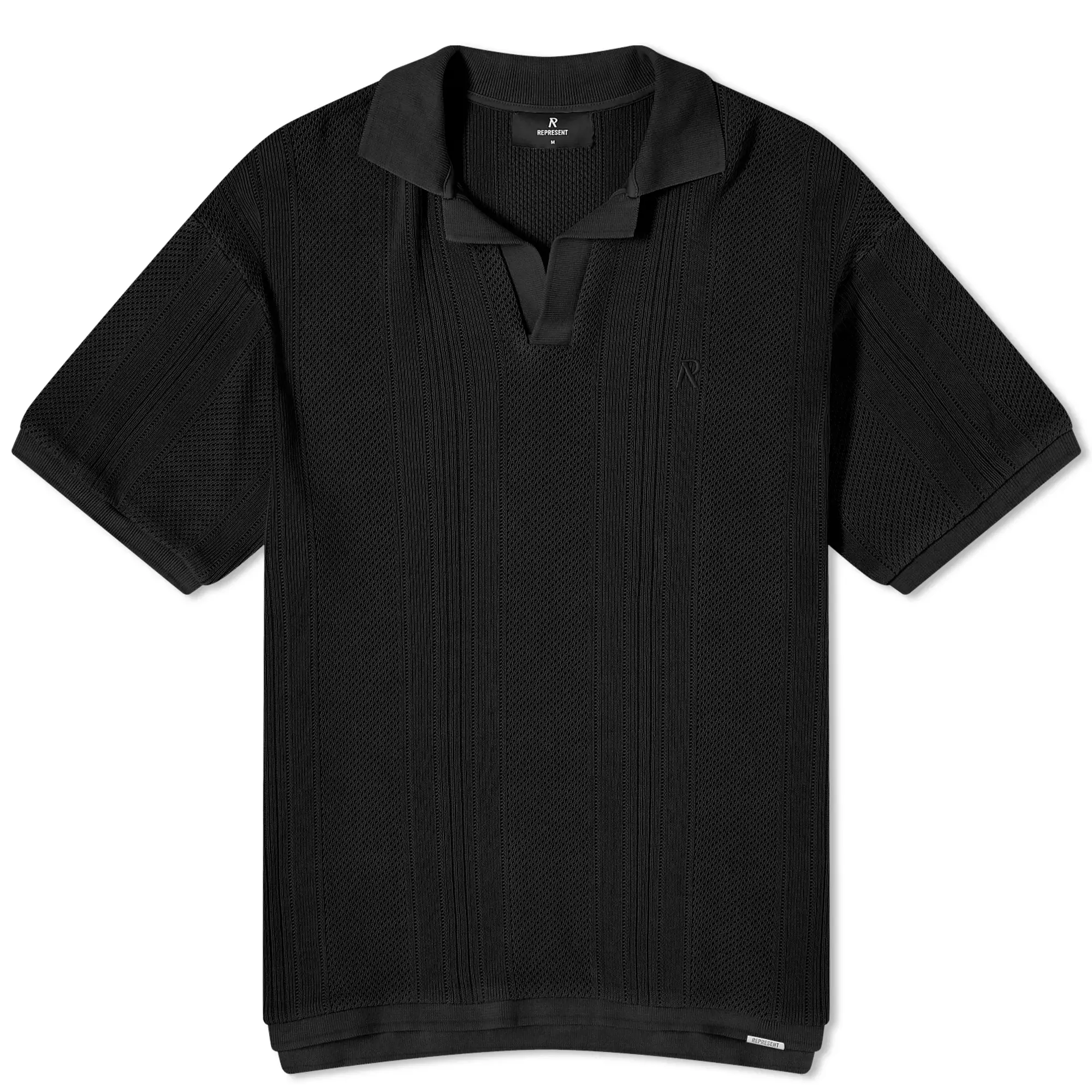 Represent Open Stitch Polo Black