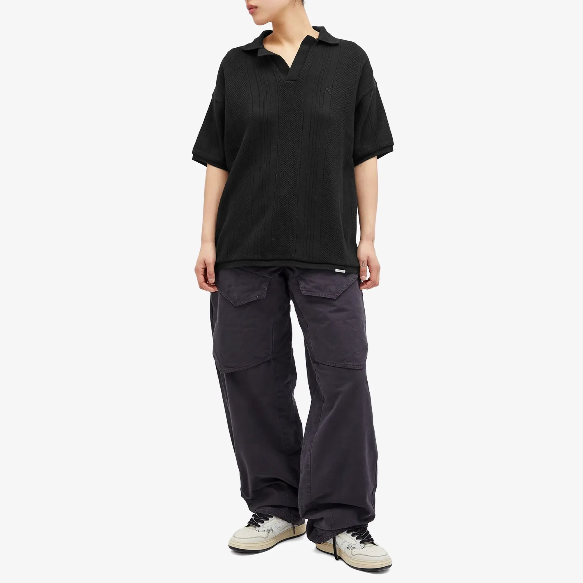 Represent Open Stitch Polo Black