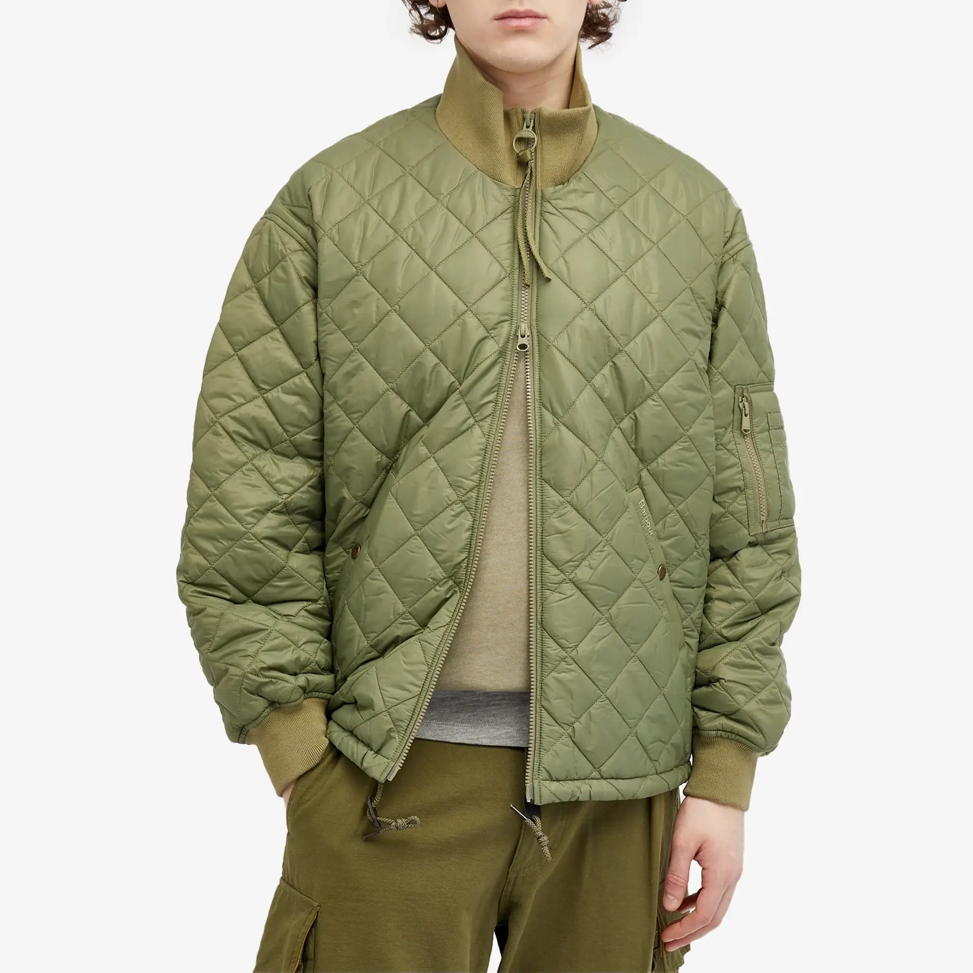 Barbour Men's Heritage + Flyer Field Quilt Jacket Bleached Olive