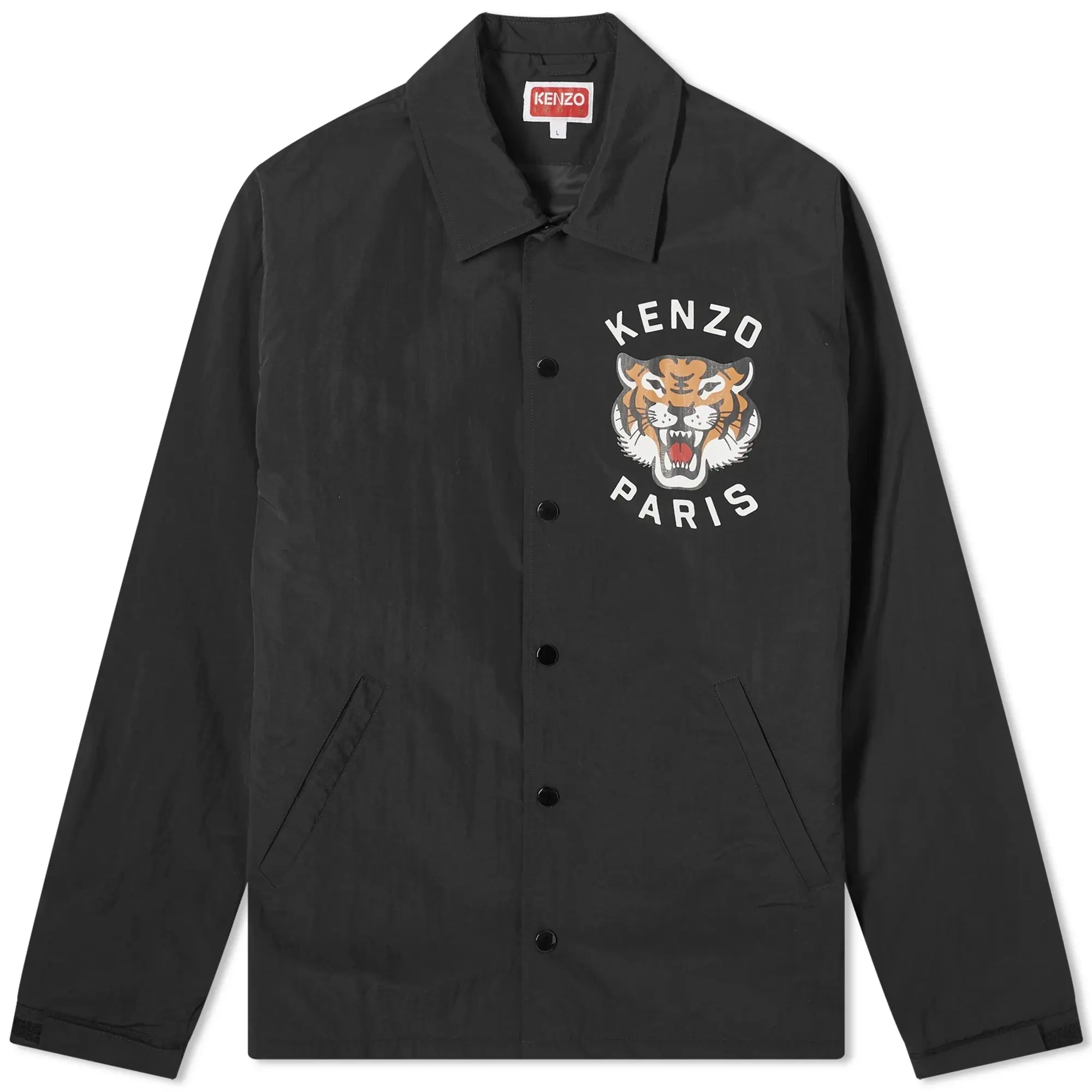 Kenzo Lucky Tiger Padded Coach Jacket Men Windbreaker Black