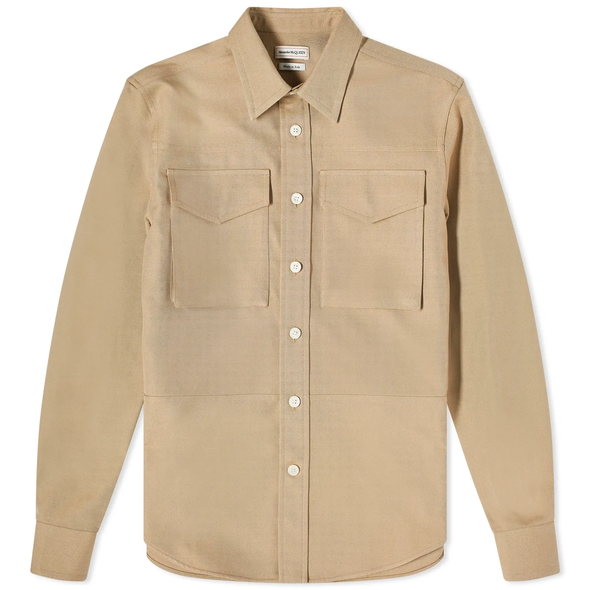 Alexander McQueen Men's Military Pocket Shirt Beige