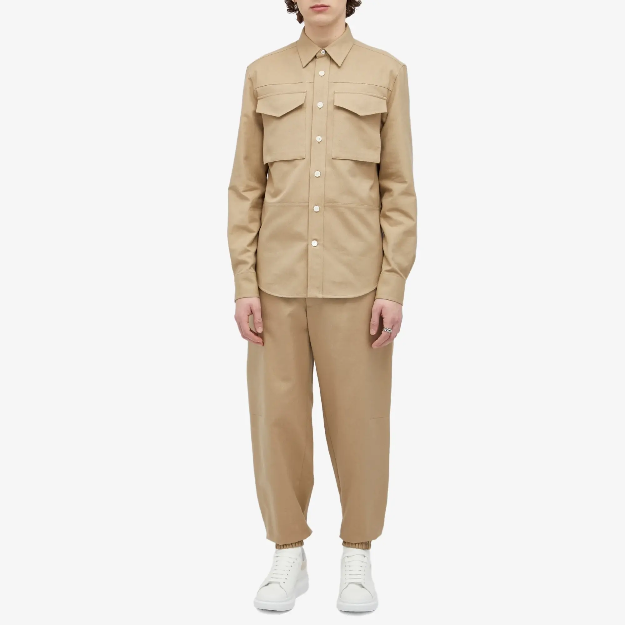 Alexander McQueen Men's Military Pocket Shirt Beige