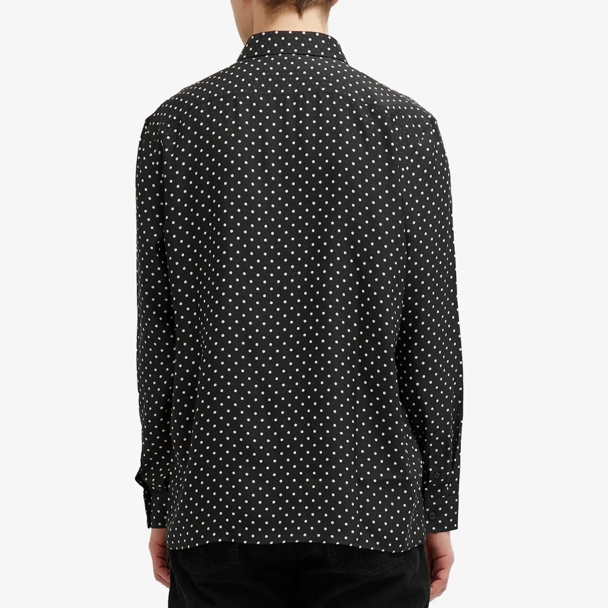Saint Laurent Men's Polka Dot Shirt Black