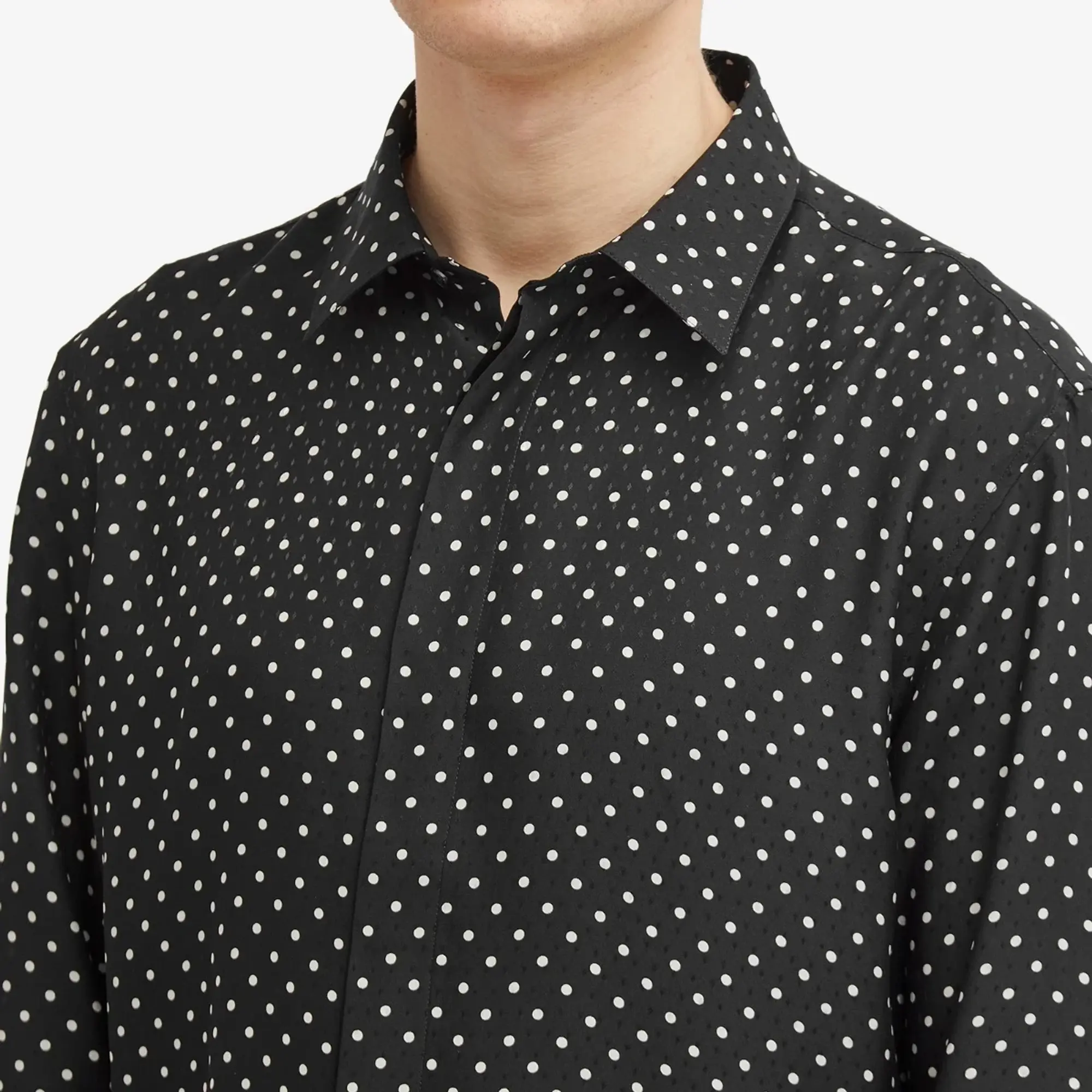 Saint Laurent Men's Polka Dot Shirt Black