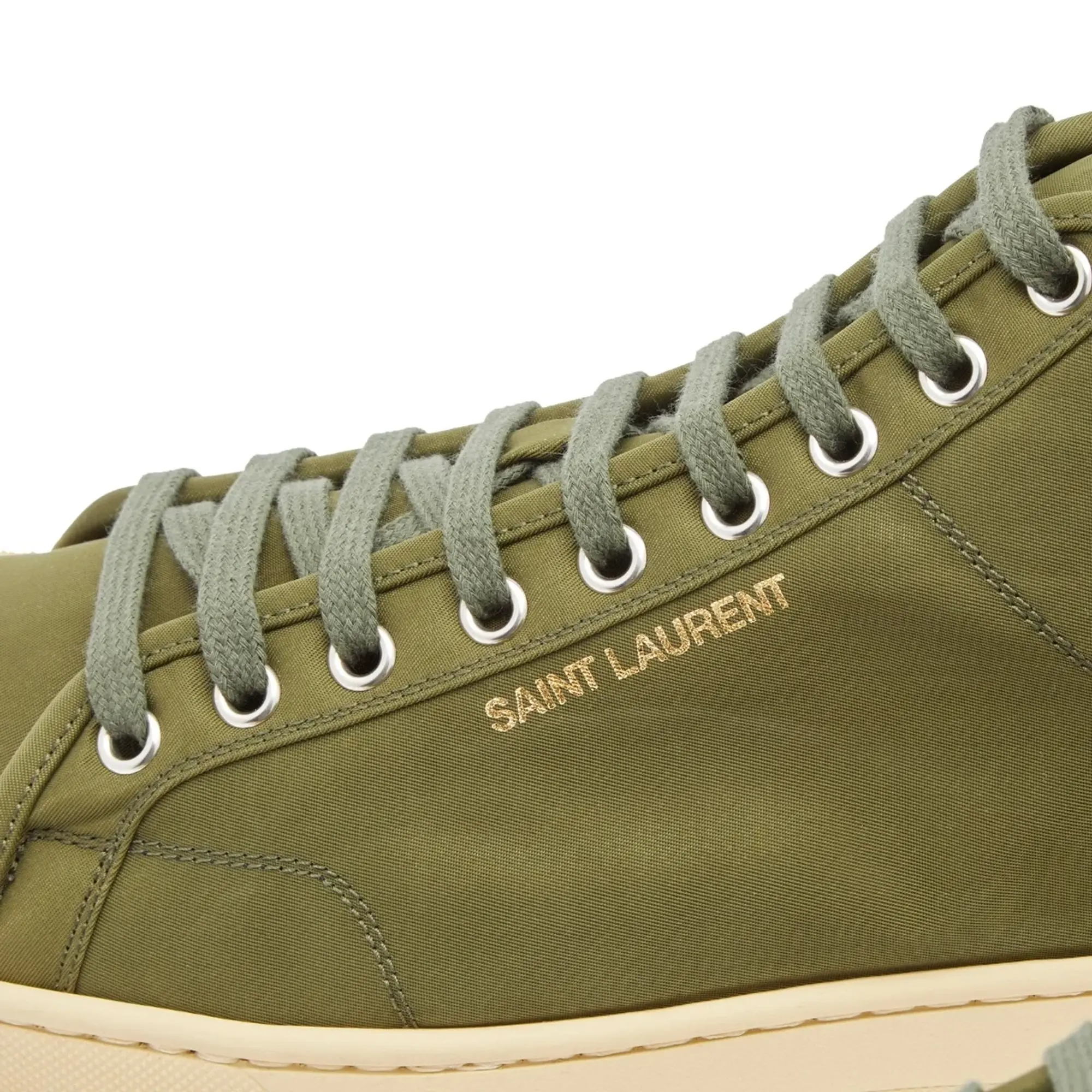 Saint Laurent Men's SL-39 Mid Top Sneaker Kiwi Cake/Coffee White