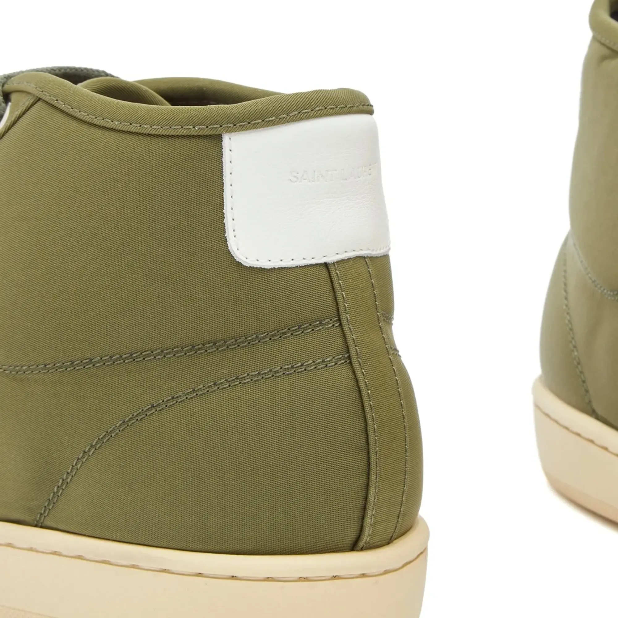 Saint Laurent Men's SL-39 Mid Top Sneaker Kiwi Cake/Coffee White