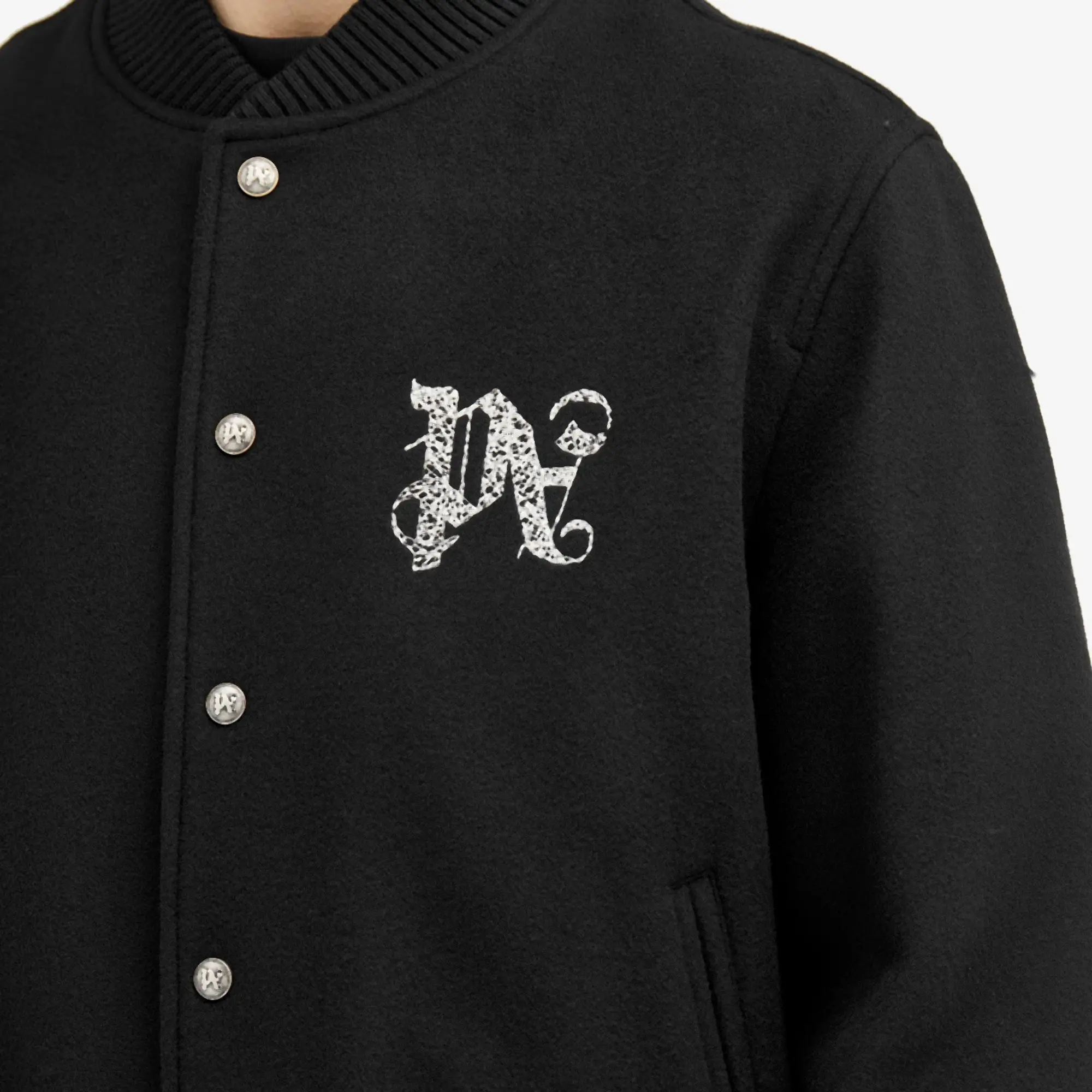 Palm Angels Men's Monogram Varsity Jacket Black