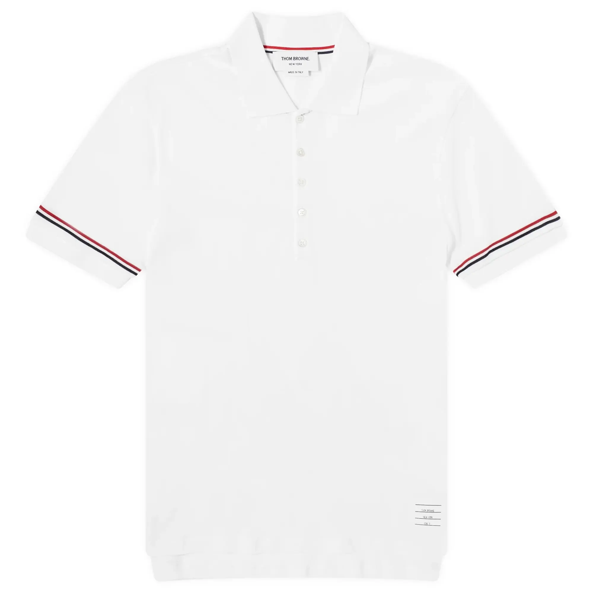 Thom Browne Men's Lightweight Textured Cotton Polo White