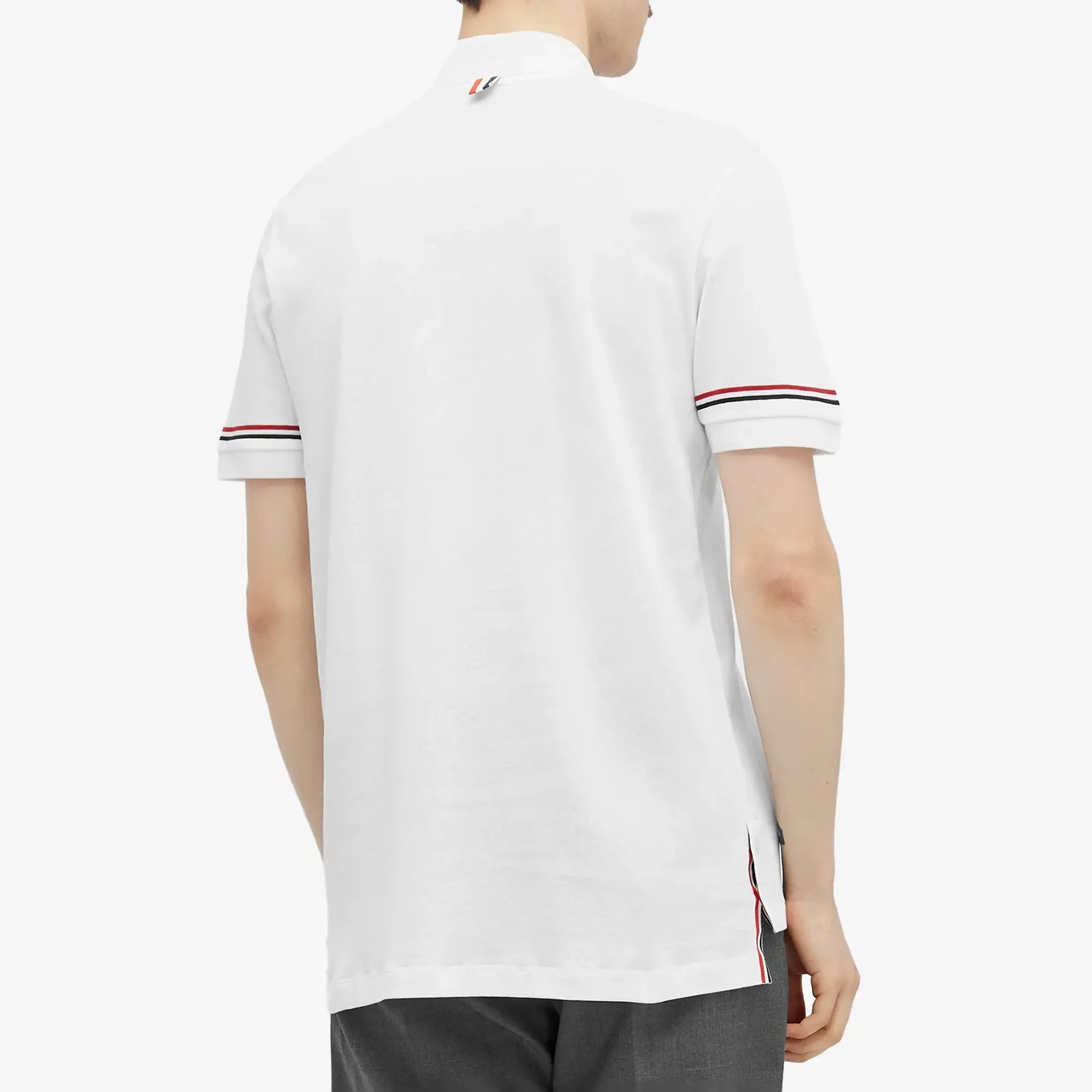 Thom Browne Men's Lightweight Textured Cotton Polo White
