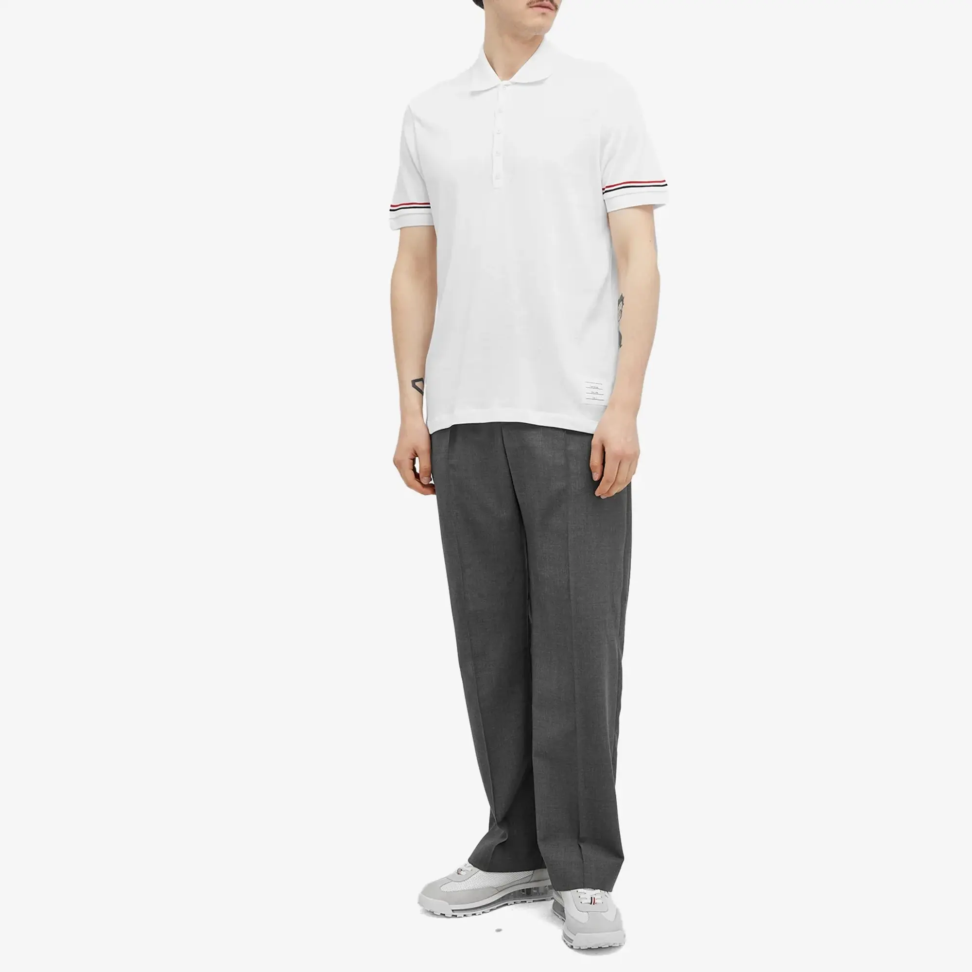 Thom Browne Men's Lightweight Textured Cotton Polo White