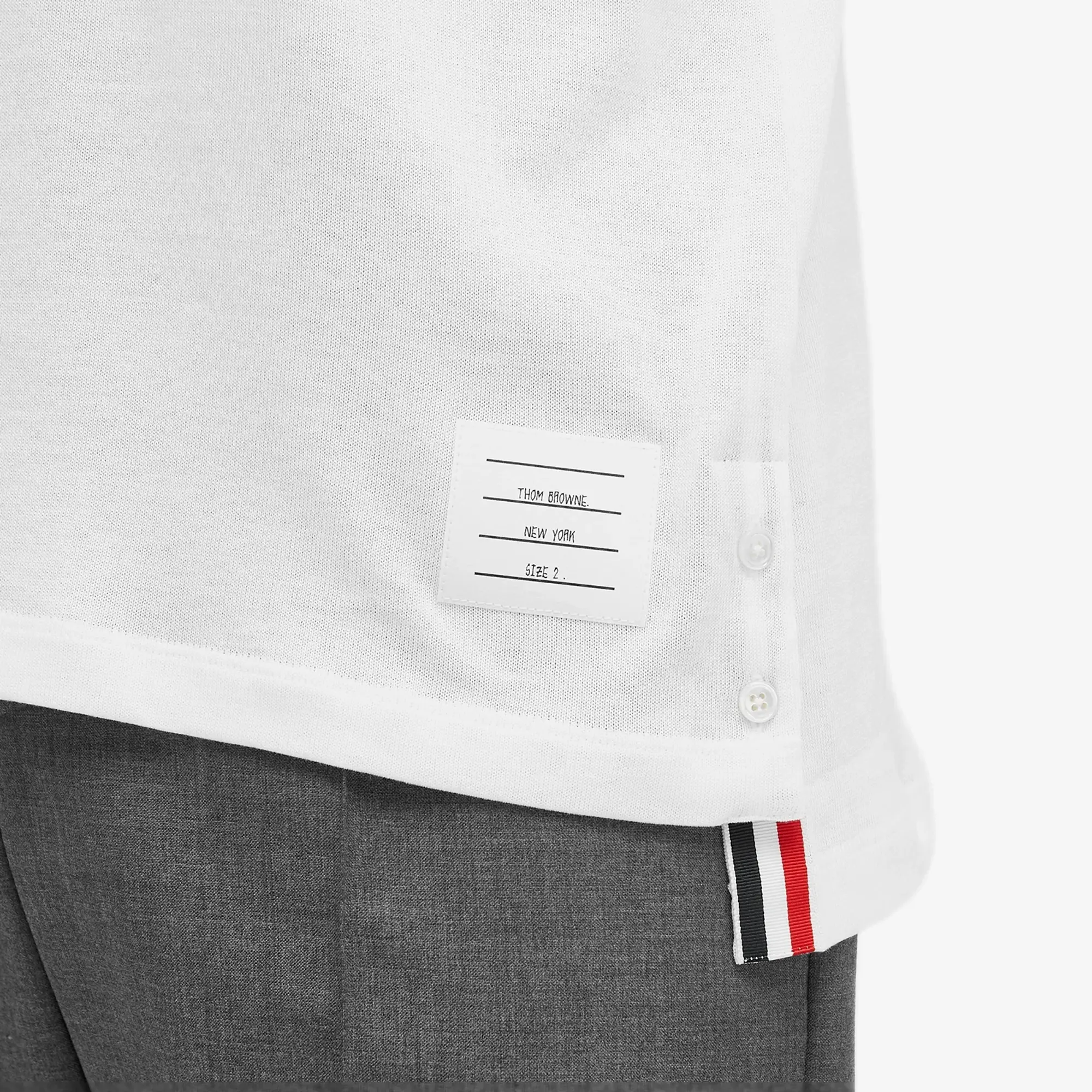Thom Browne Men's Lightweight Textured Cotton Polo White